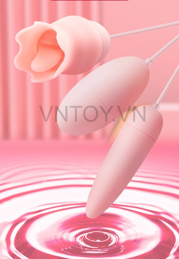 Trứng rung tình yêu 3 đầu có lưỡi liếm cắm USB