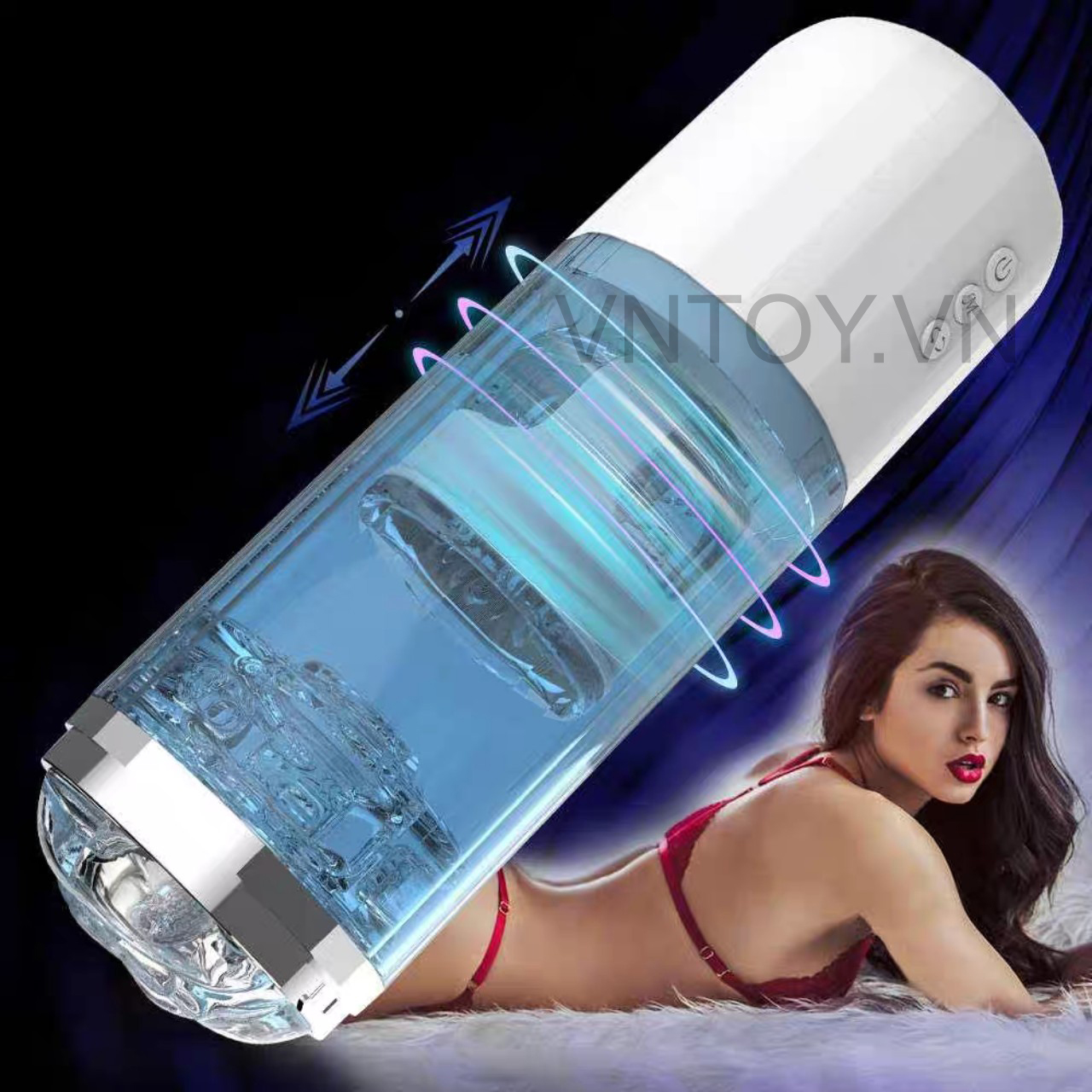 Máy thủ dâm xoay thut tự động trong suốt cao cấp