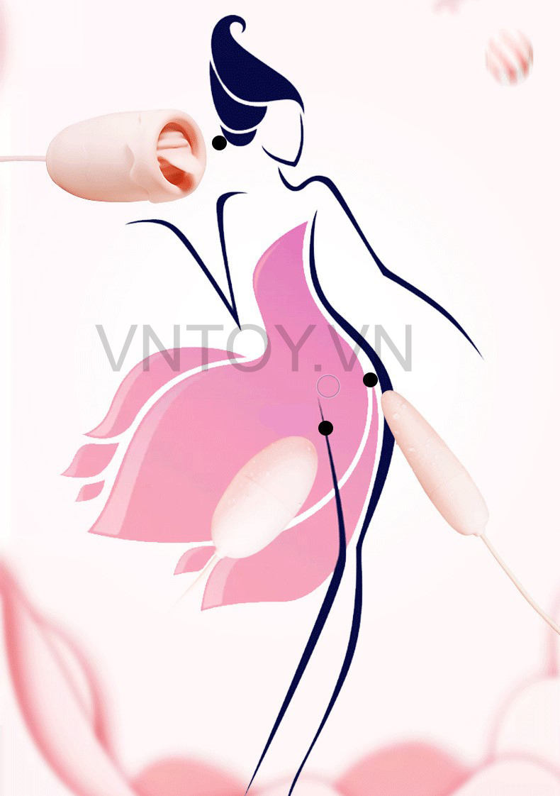 Trứng rung tình yêu 3 đầu có lưỡi liếm cắm USB