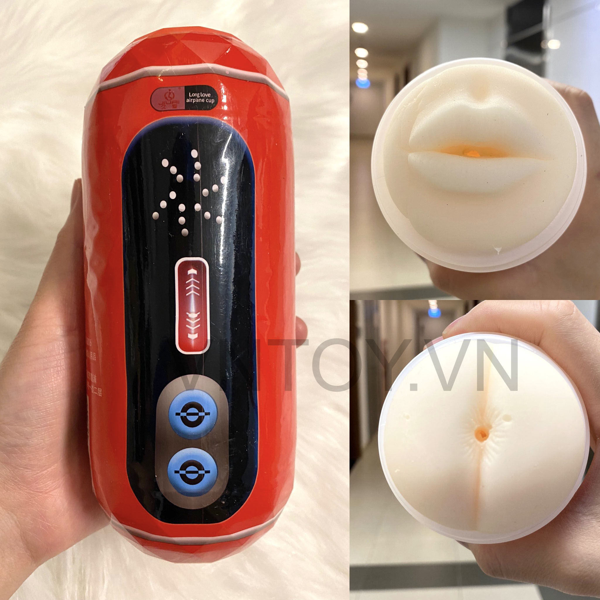 Cốc thủ dâm 2 đầu chữ M chính hãng mô phỏng âm đạo và môi phụ nữ