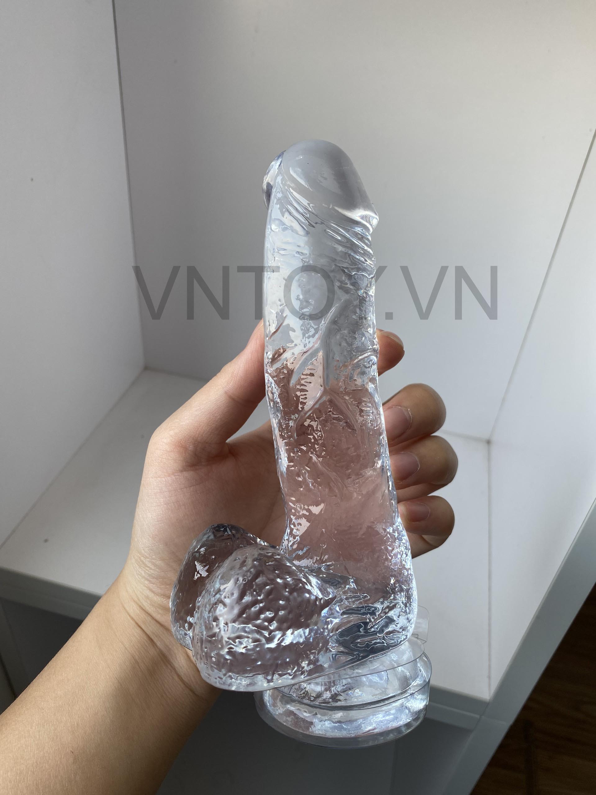 Dương vật giả trong suốt gắn tường uốn nắn