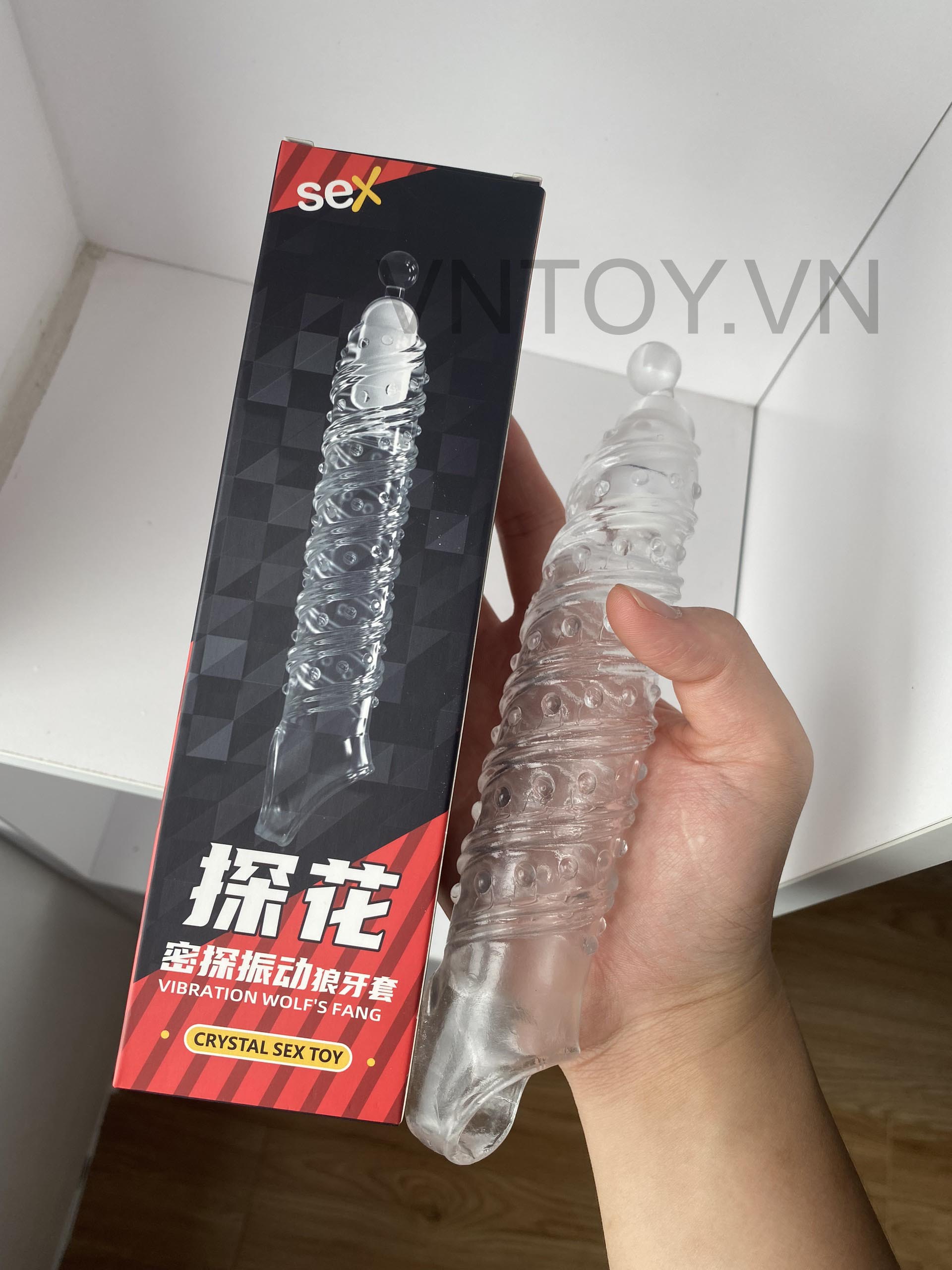 Bao cao su đôn dên Crystal Sex Toy rung phần đầu khấc