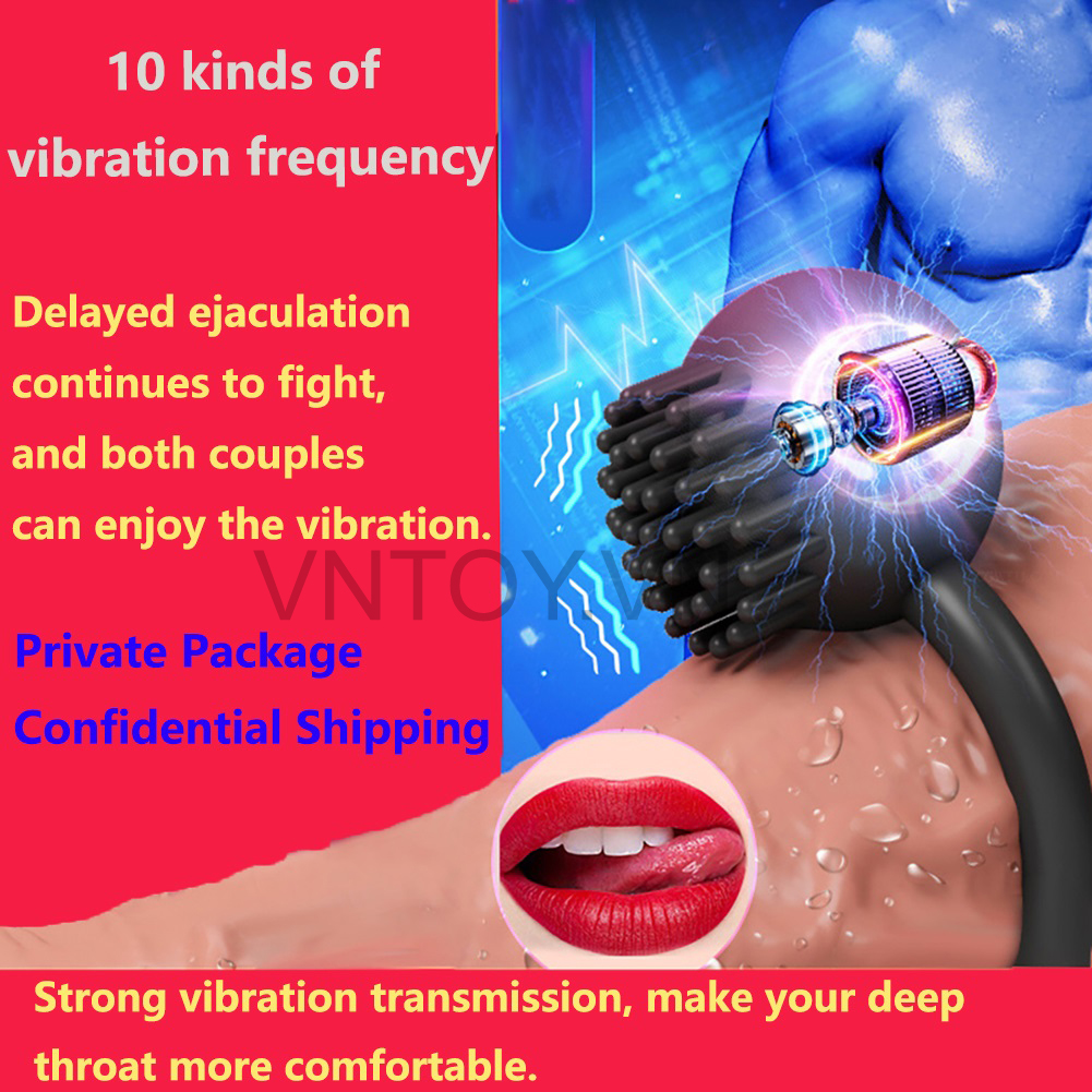 Vòng đeo dương vật có gai rung 10 chế độ sạc pin