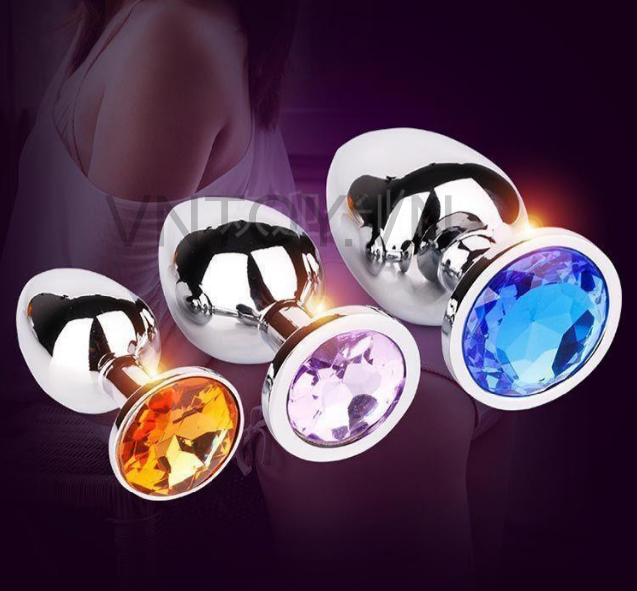 Phích cắm hậu môn Inox đính đá sang chảnh