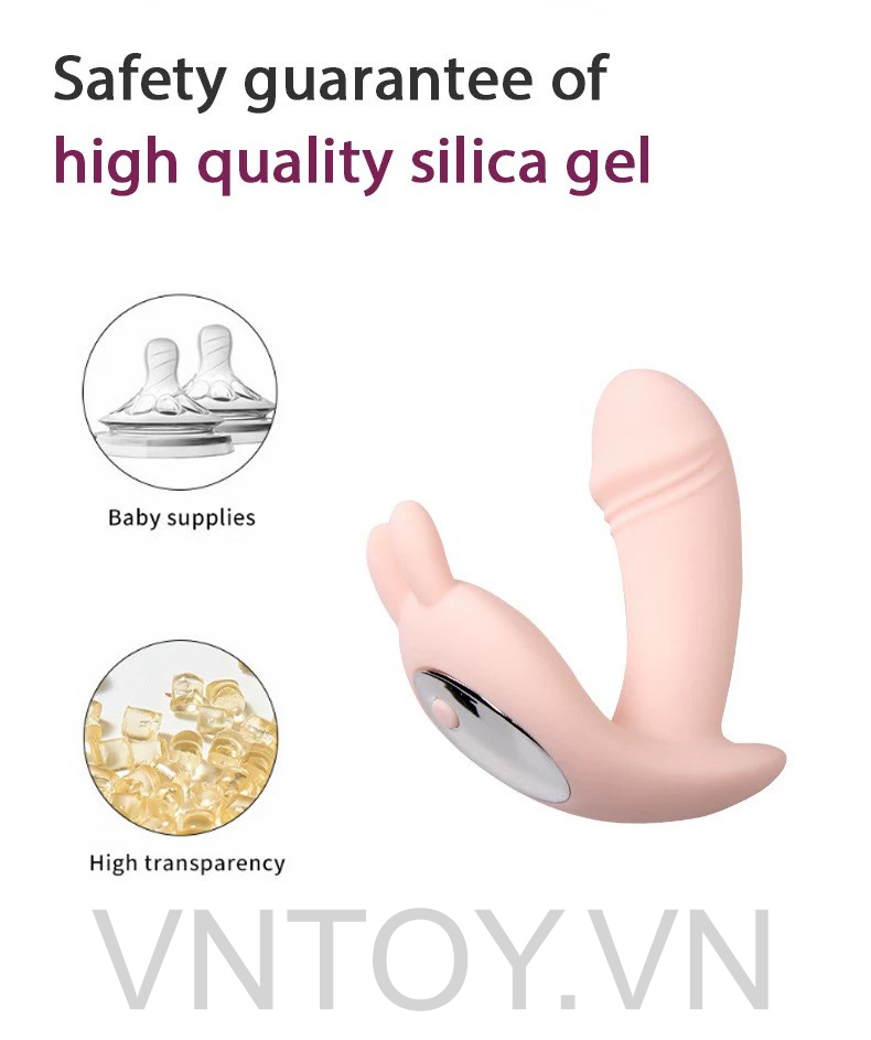 Quần lót rung điều khiển từ xa tai thỏ hình dương vật