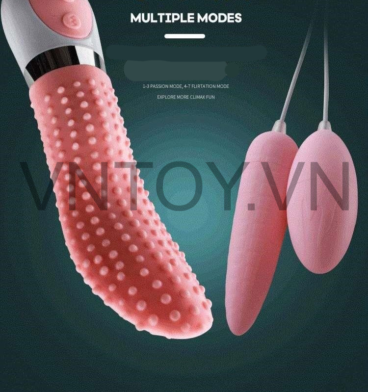 Lưỡi liếm gai kèm trứng rung 2 đầu Silicon sạc pin