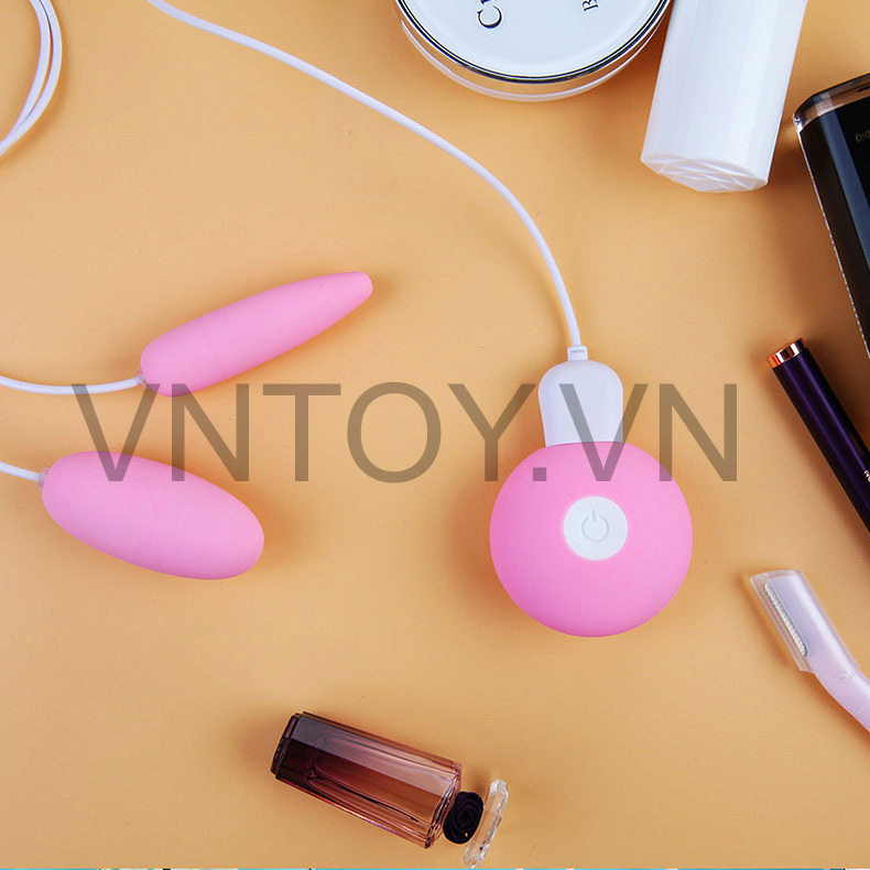 Trứng rung tình yêu Silicon 2 đầu sạc pin