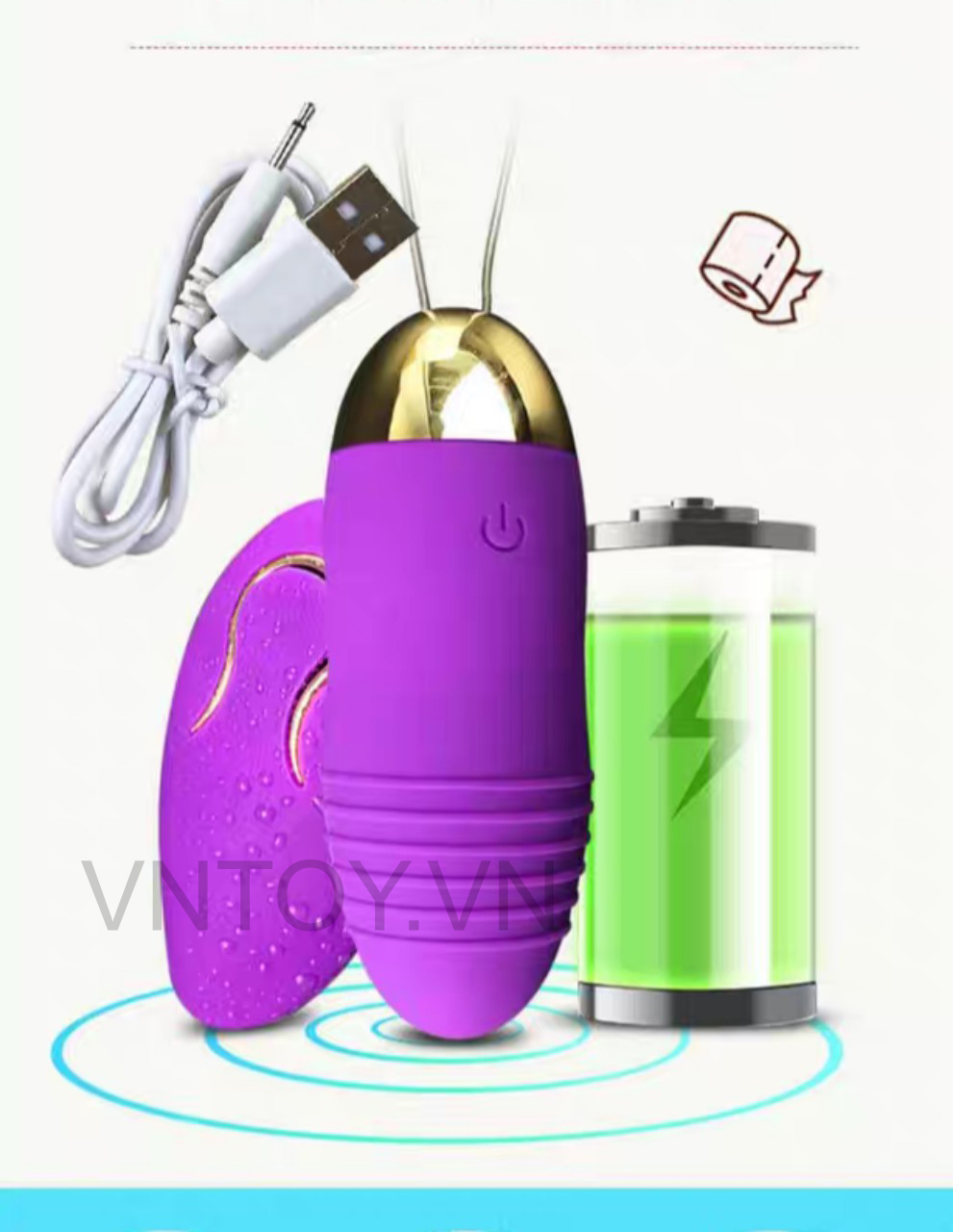 Trứng rung tình yêu điều khiển từ xa sạc pin cao cấp