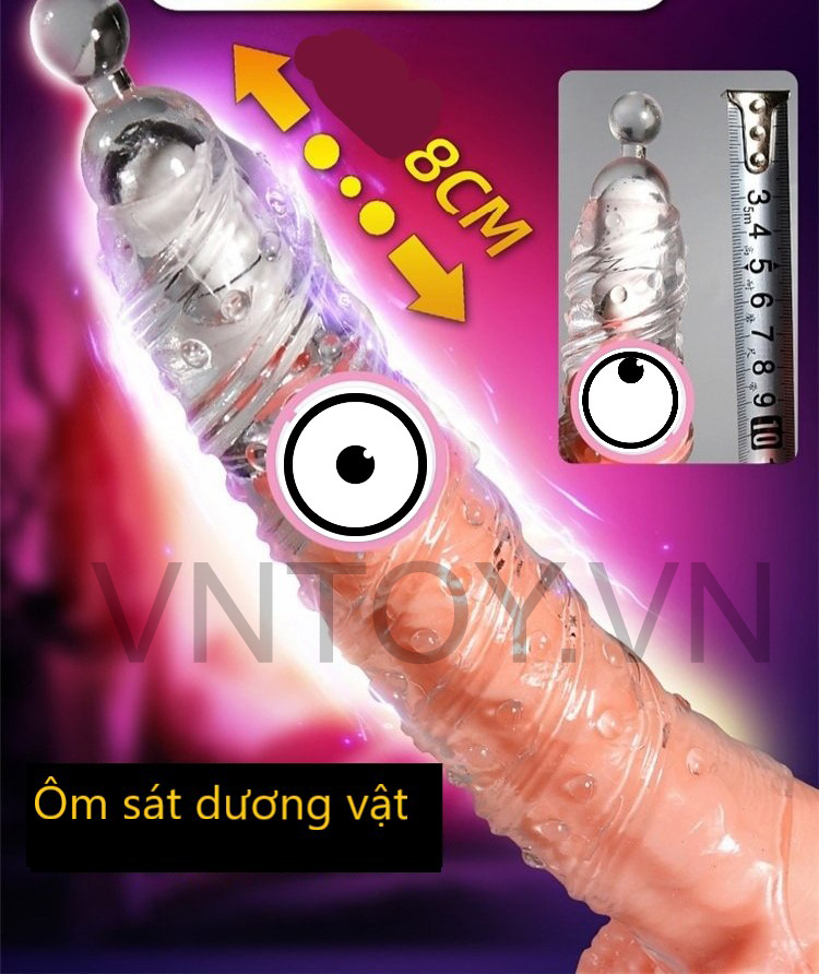 Bao cao su đôn dên Crystal Sex Toy rung phần đầu khấc