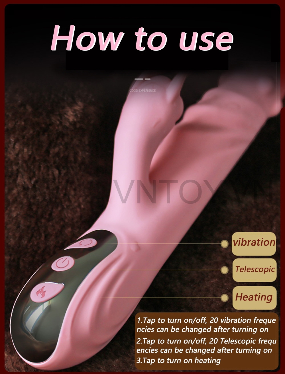 Dương vật giả rung thụt cao cấp vòng bi ngoáy và lưỡi liếm sưởi ấm 42 độ