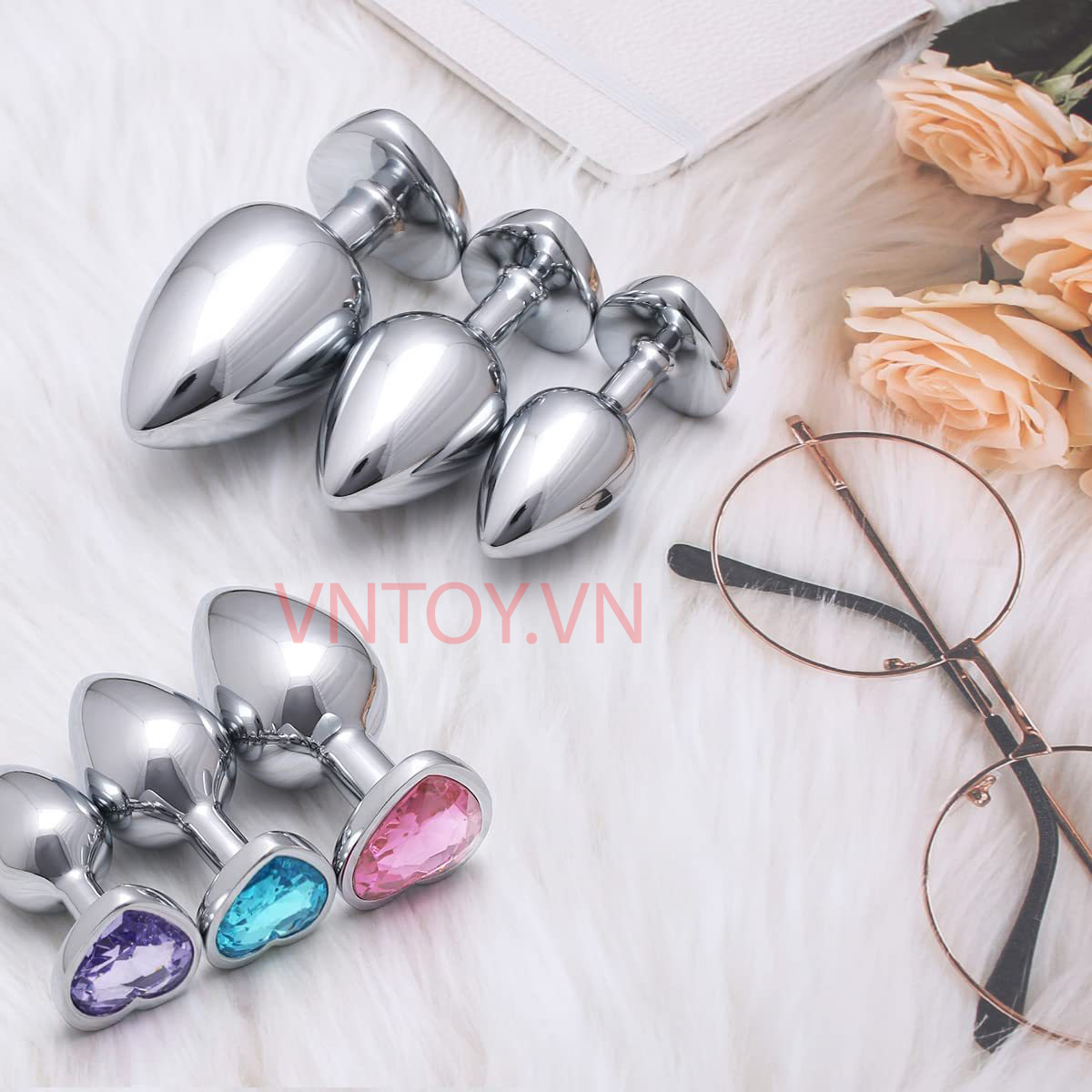 Anal Plug hình trái tim chất liệu Inox