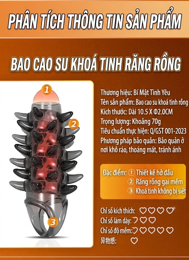 Bao Đôn Dên Gai Răng Rồng Dragon Teeth Hở Đầu Kéo Dài Thời Gian