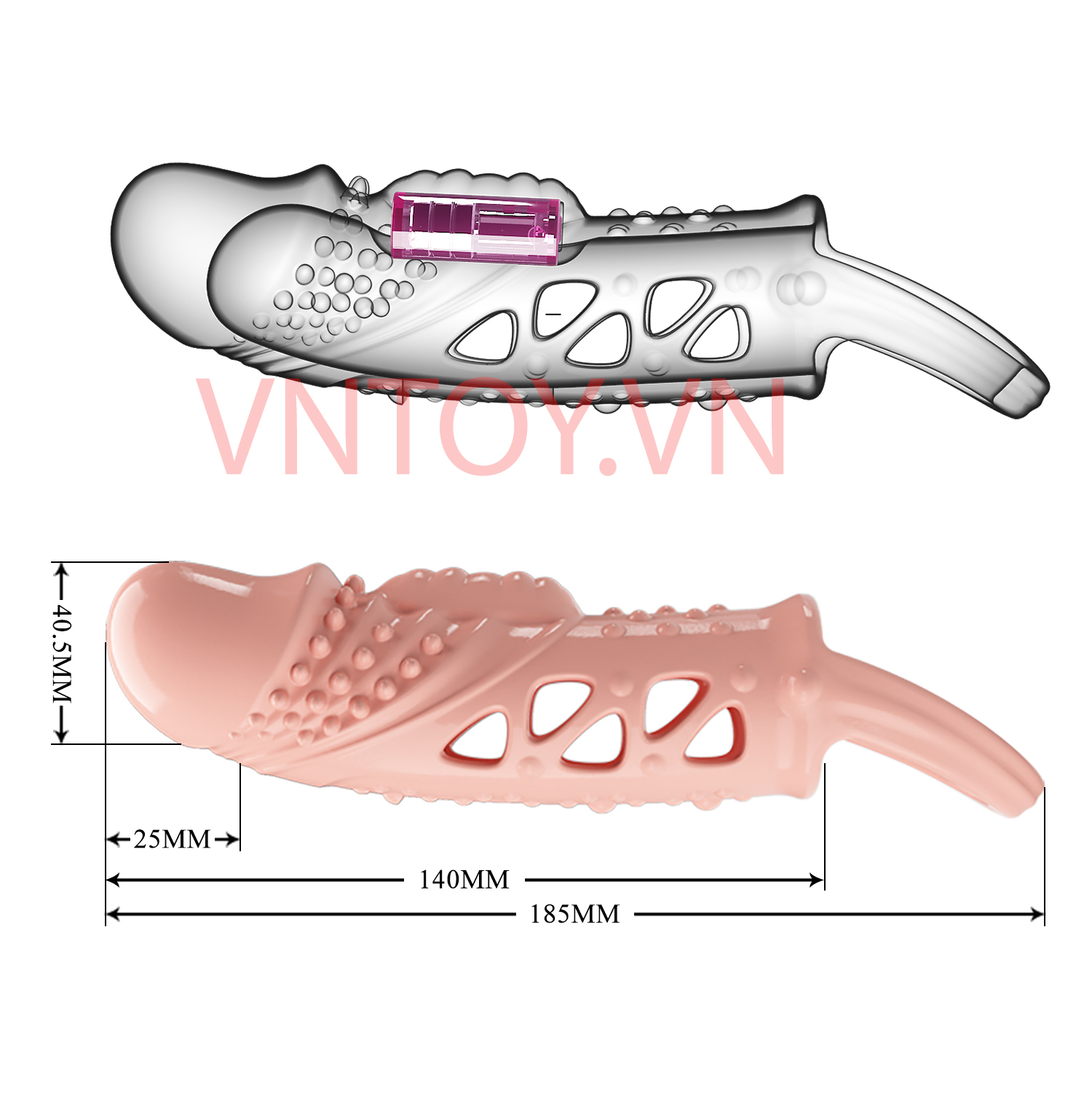 Bao cao su đôn dên Pretty Love Penis Sleeve nhiều gai có rung