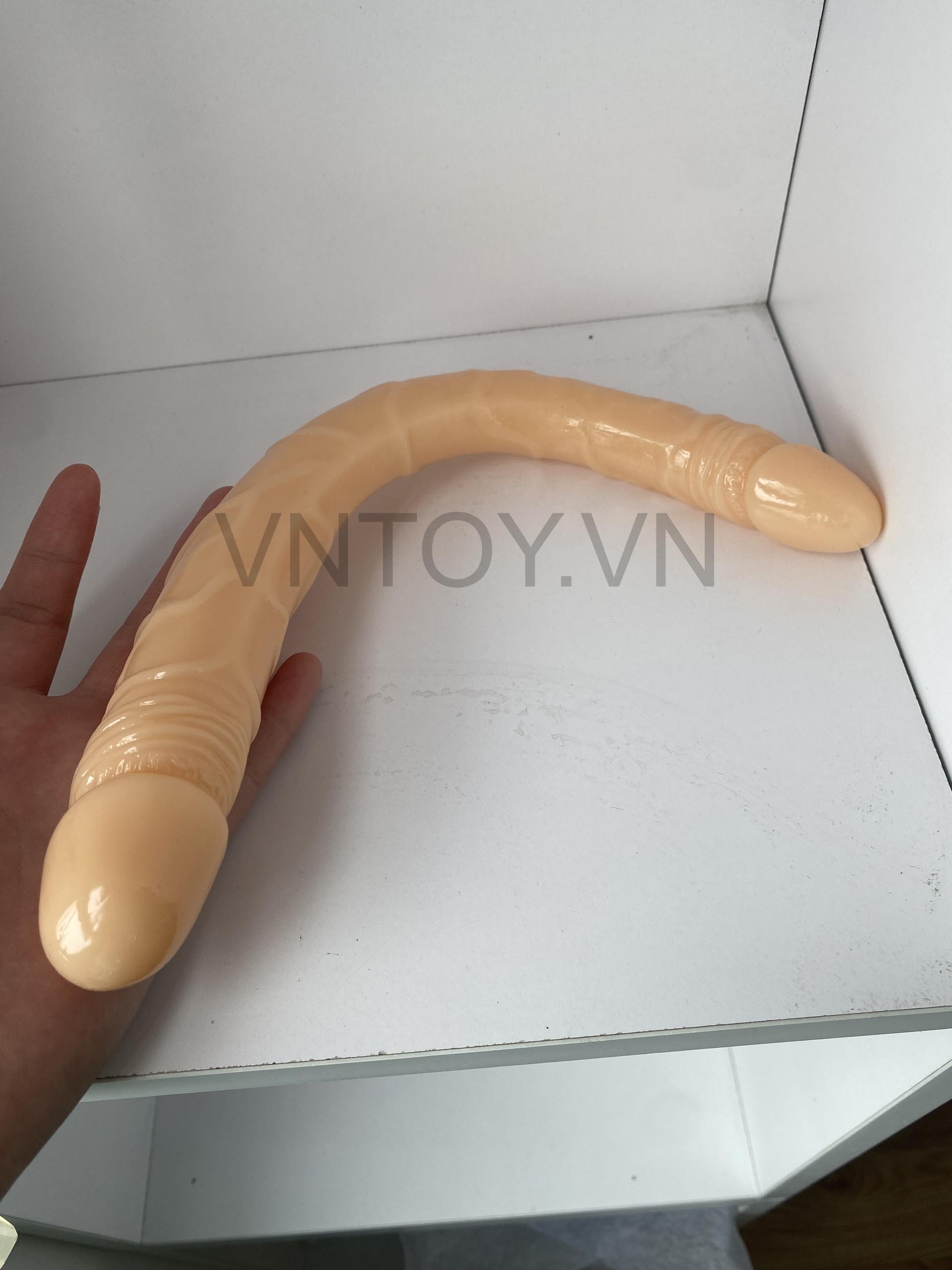 Dương vật giả Silicon 2 đầu có vòng bi dài