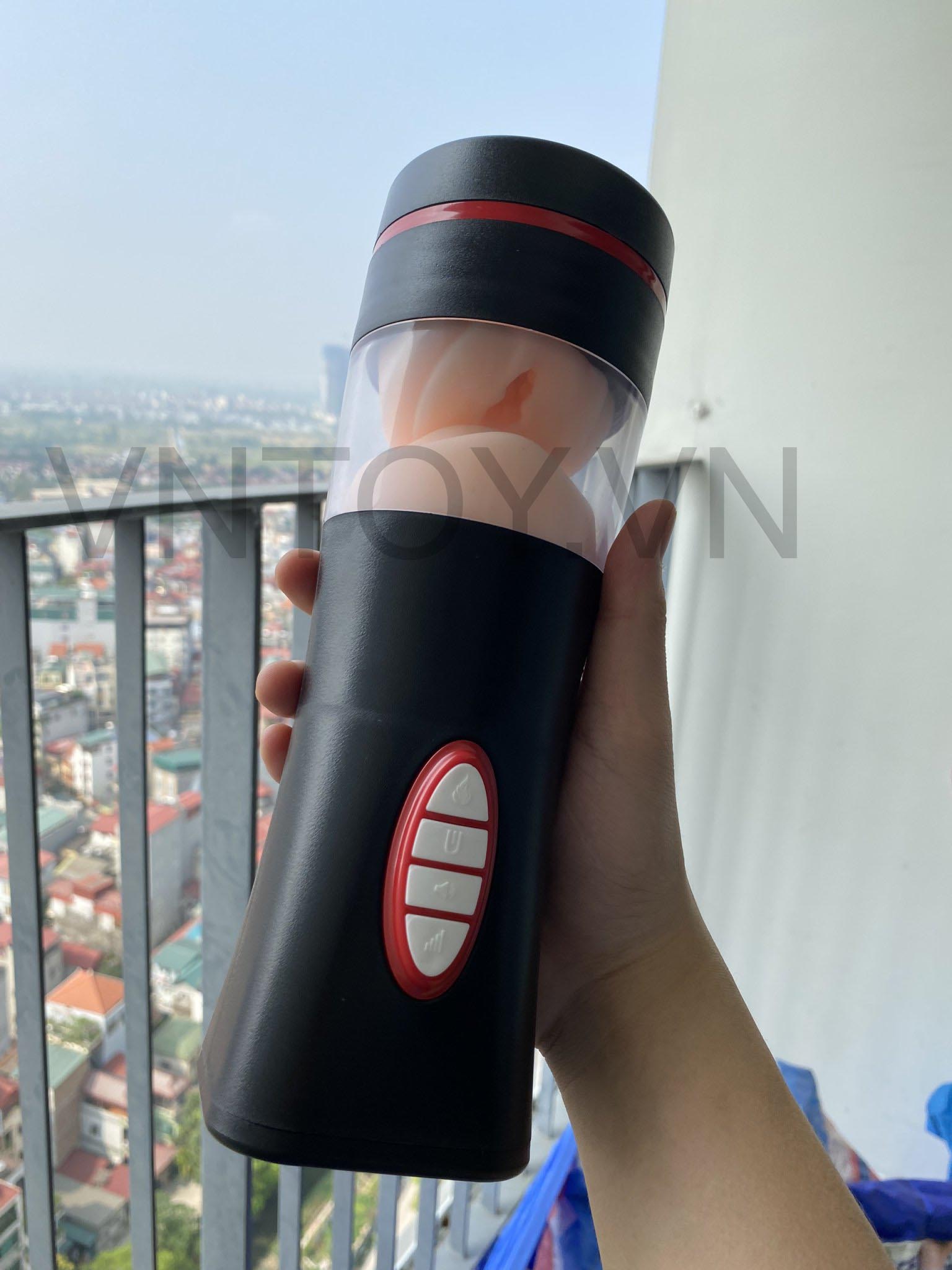 Cốc thủ dâm 2 ngăn lưỡi liếm rên la tỏa nhiệt tự động