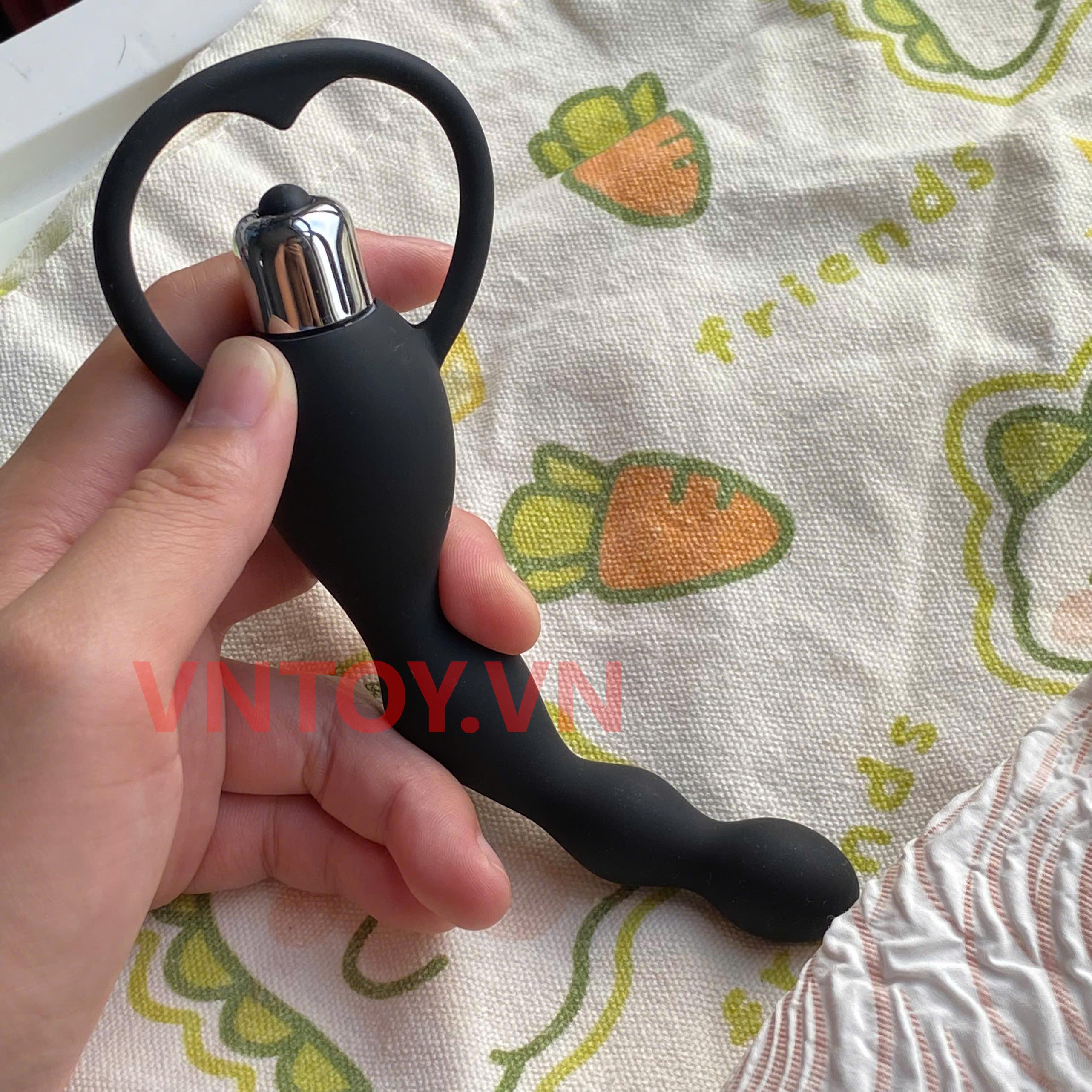 Chuỗi hạt silicon rung hậu môn có tay cầm trái tim