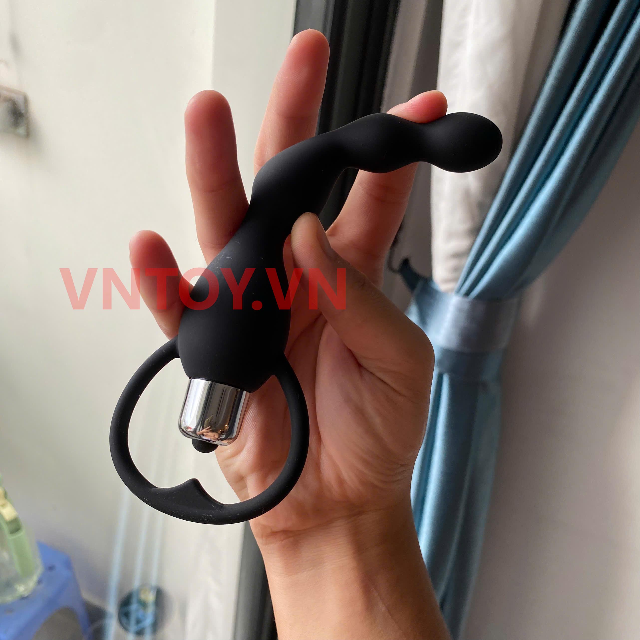 Chuỗi hạt silicon rung hậu môn có tay cầm trái tim