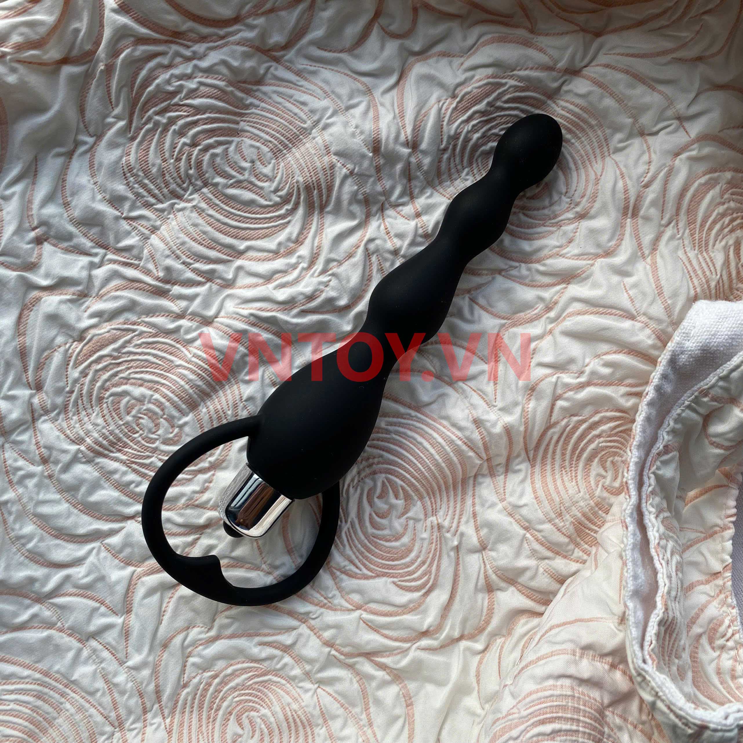 Chuỗi hạt silicon rung hậu môn có tay cầm trái tim