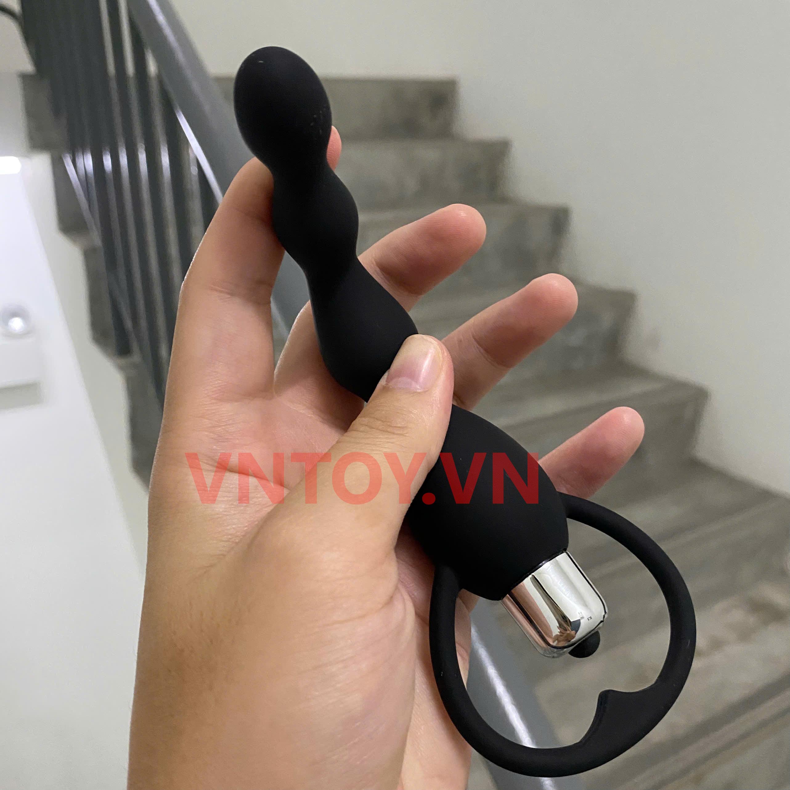 Chuỗi hạt silicon rung hậu môn có tay cầm trái tim