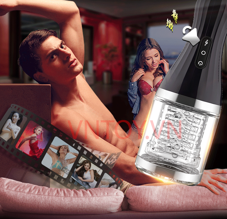 Cốc thủ dâm tự động Dibe xoay đảo chiều siết dương vật rên rỉ