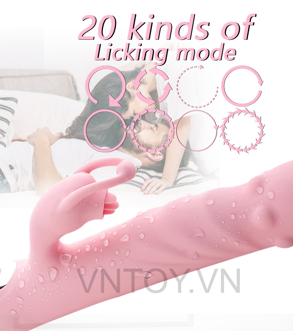 Dương vật giả rung thụt cao cấp vòng bi ngoáy và lưỡi liếm sưởi ấm 42 độ