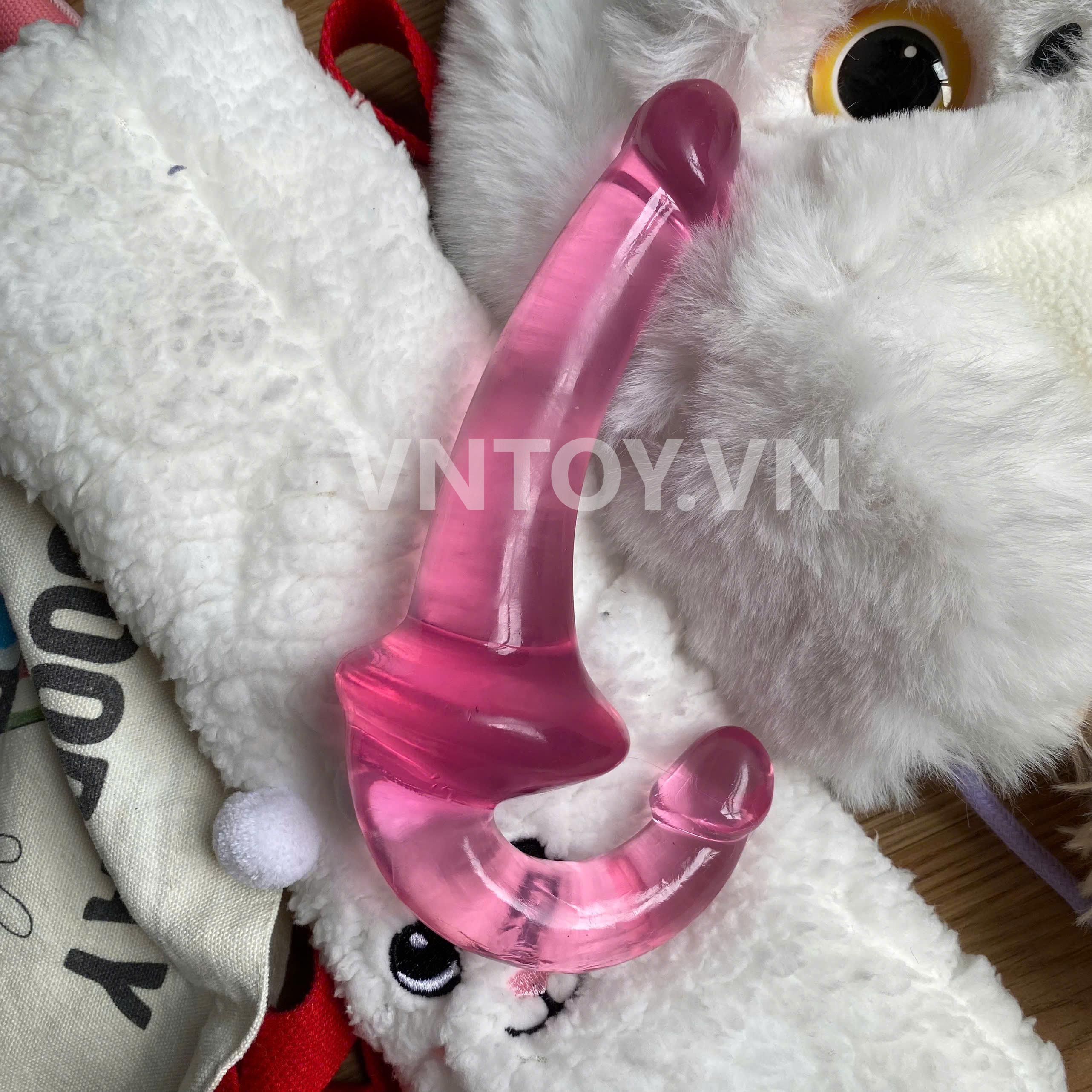 Dildo giả dương vật 2 đầu trong suốt dùng cho Les