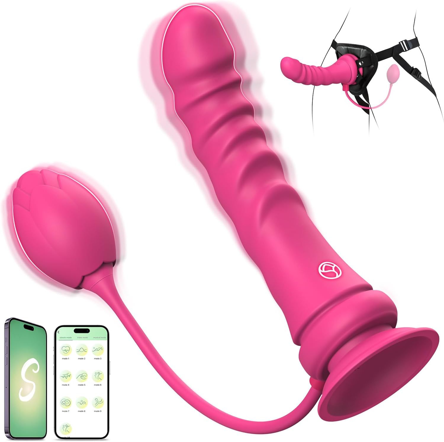 Dildo Les Đeo Hông Có Rung Điều Khiển Bluetooth Qua App