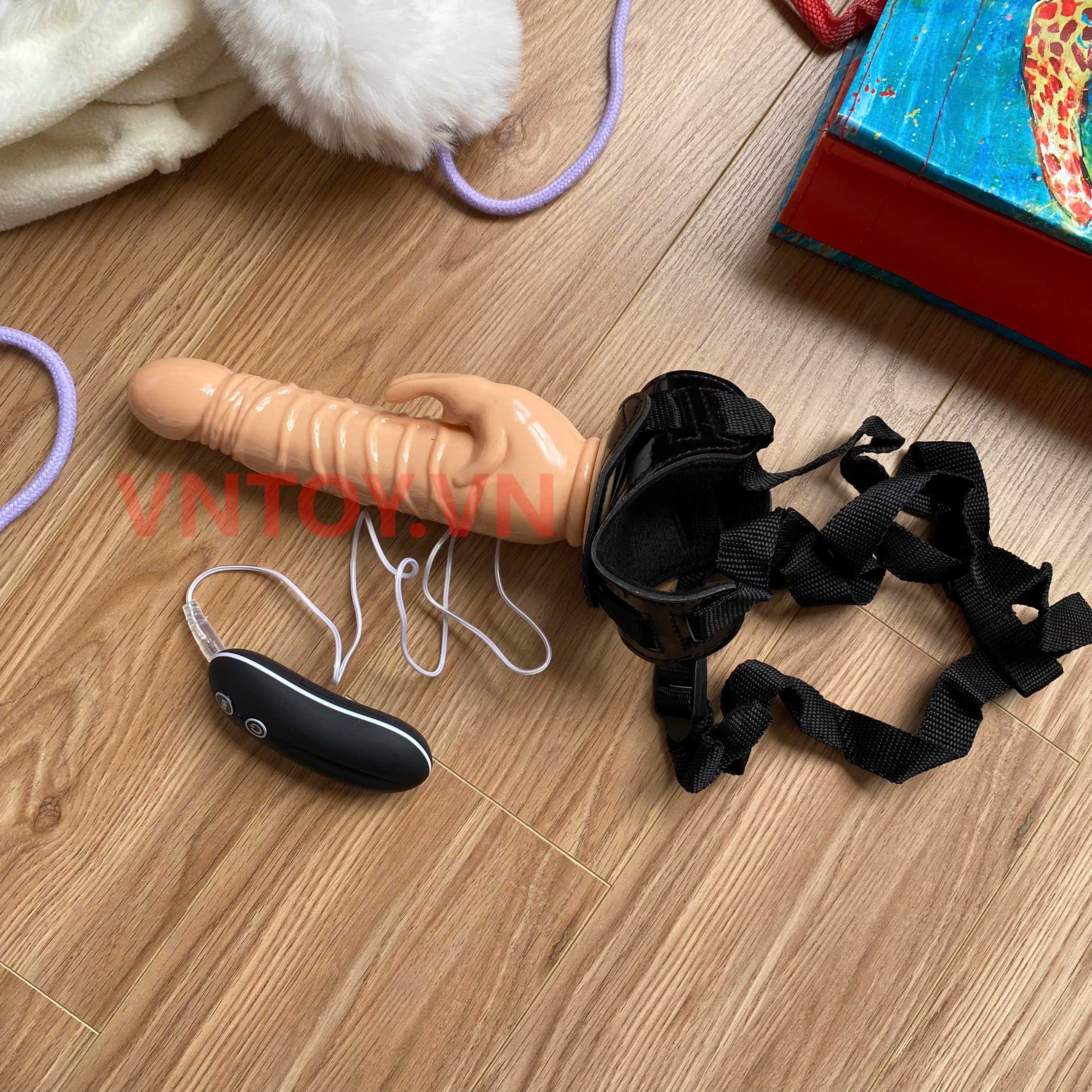 Dildo strap-on Harness-Rabbit Dong rung 10 chế độ chống nước 8.5 inch