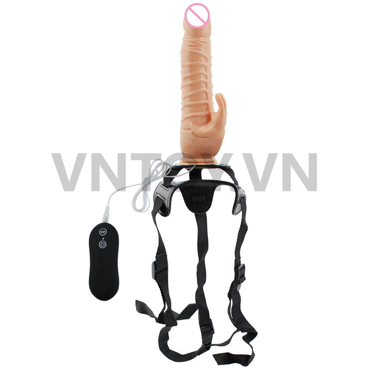 Dildo strap-on Harness-Rabbit Dong rung 10 chế độ chống nước 8.5 inch