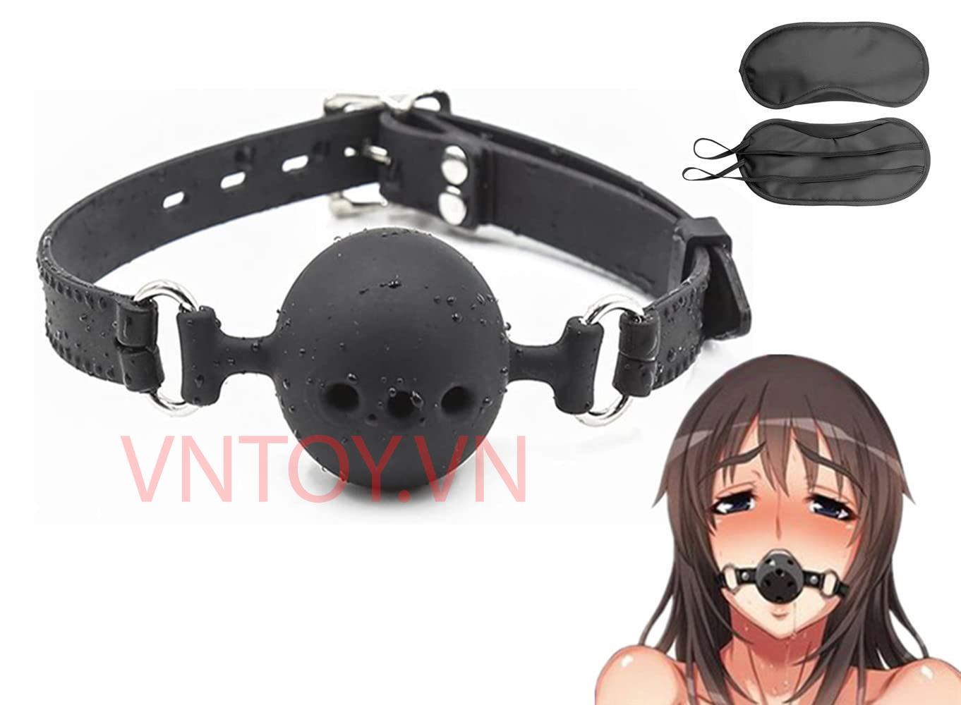 Đồ chơi BDSM 5 món Đuôi cáo, Gag Ball, Kẹp ti, Tai mèo và Choker cổ
