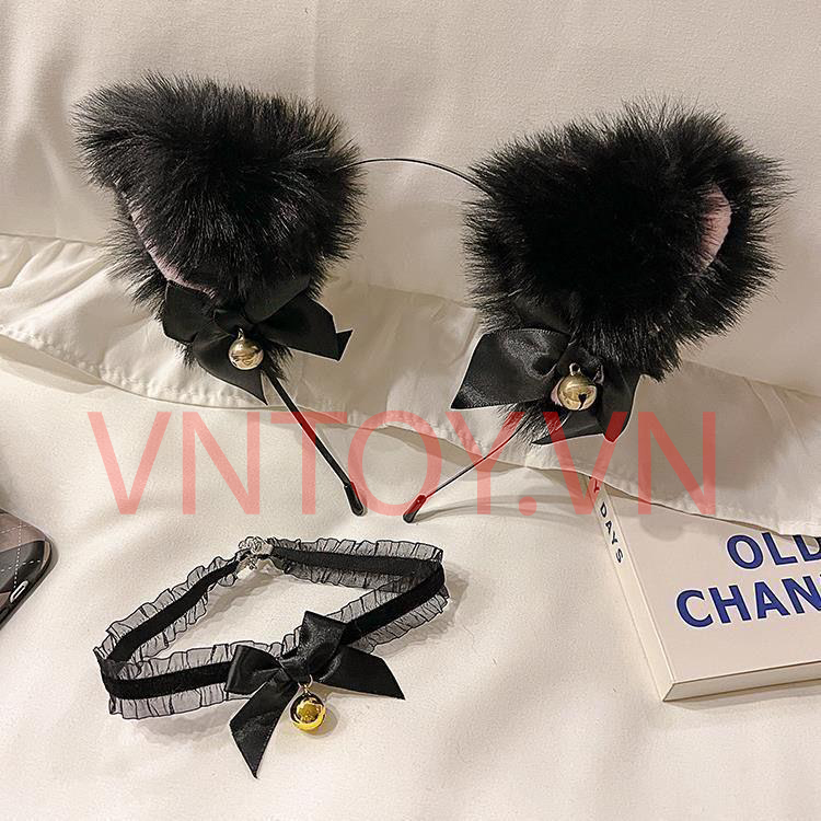 Đồ chơi BDSM 5 món Đuôi cáo, Gag Ball, Kẹp ti, Tai mèo và Choker cổ