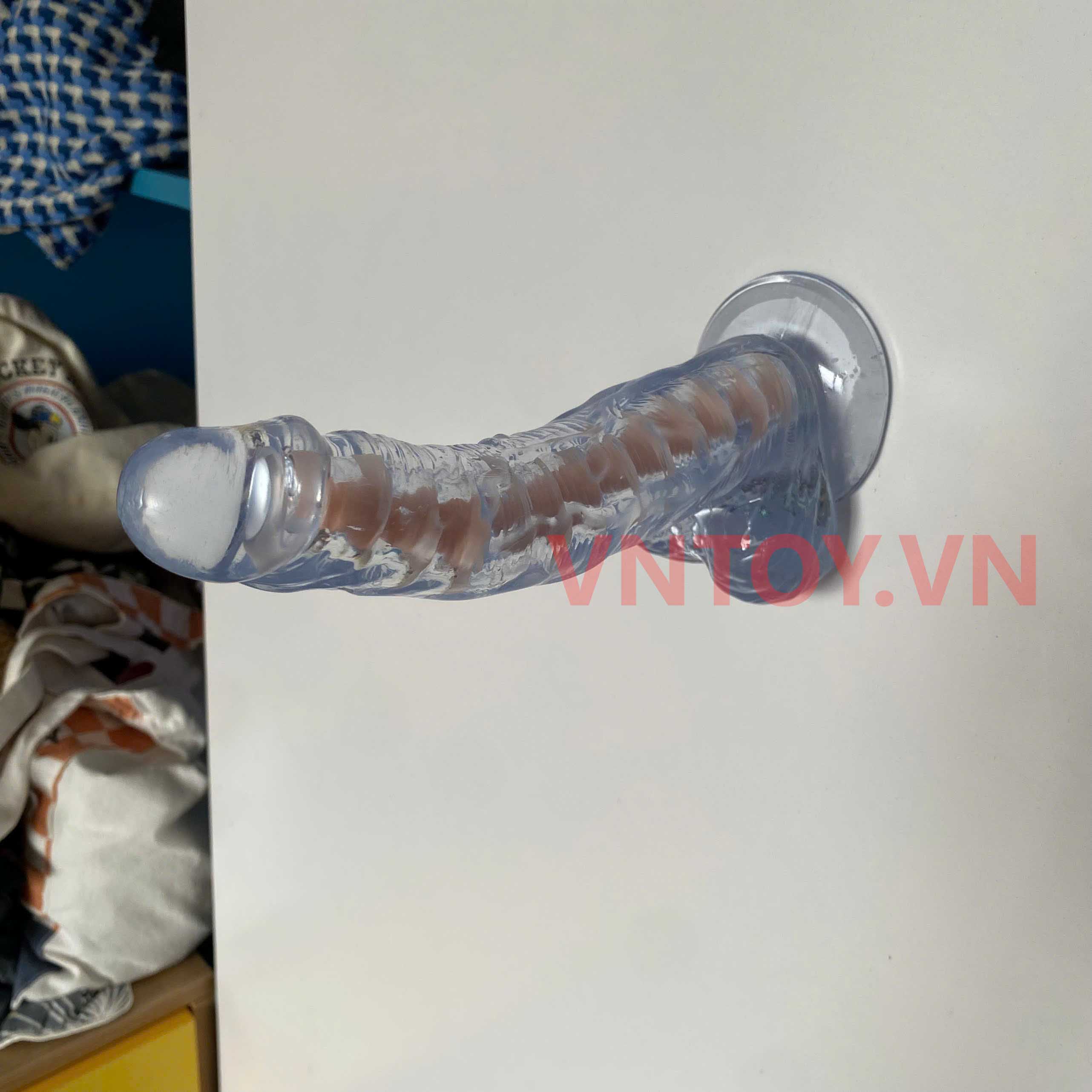 Dương vật giả dẻo trong suốt có lõi xương sống định hình