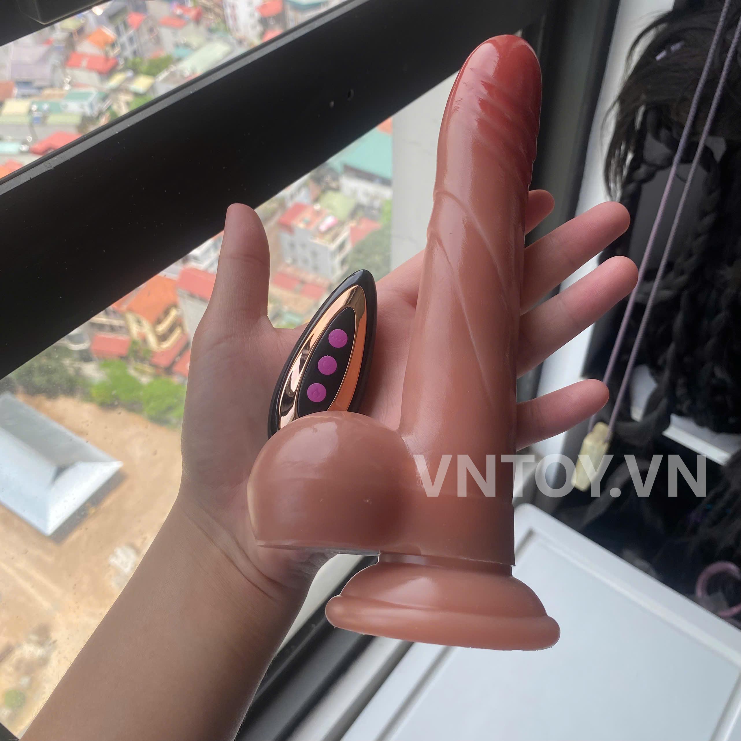 Dương vật giả Silicon lỏng điều khiển từ xa trơn mịn màng rung thụt sưởi ấm