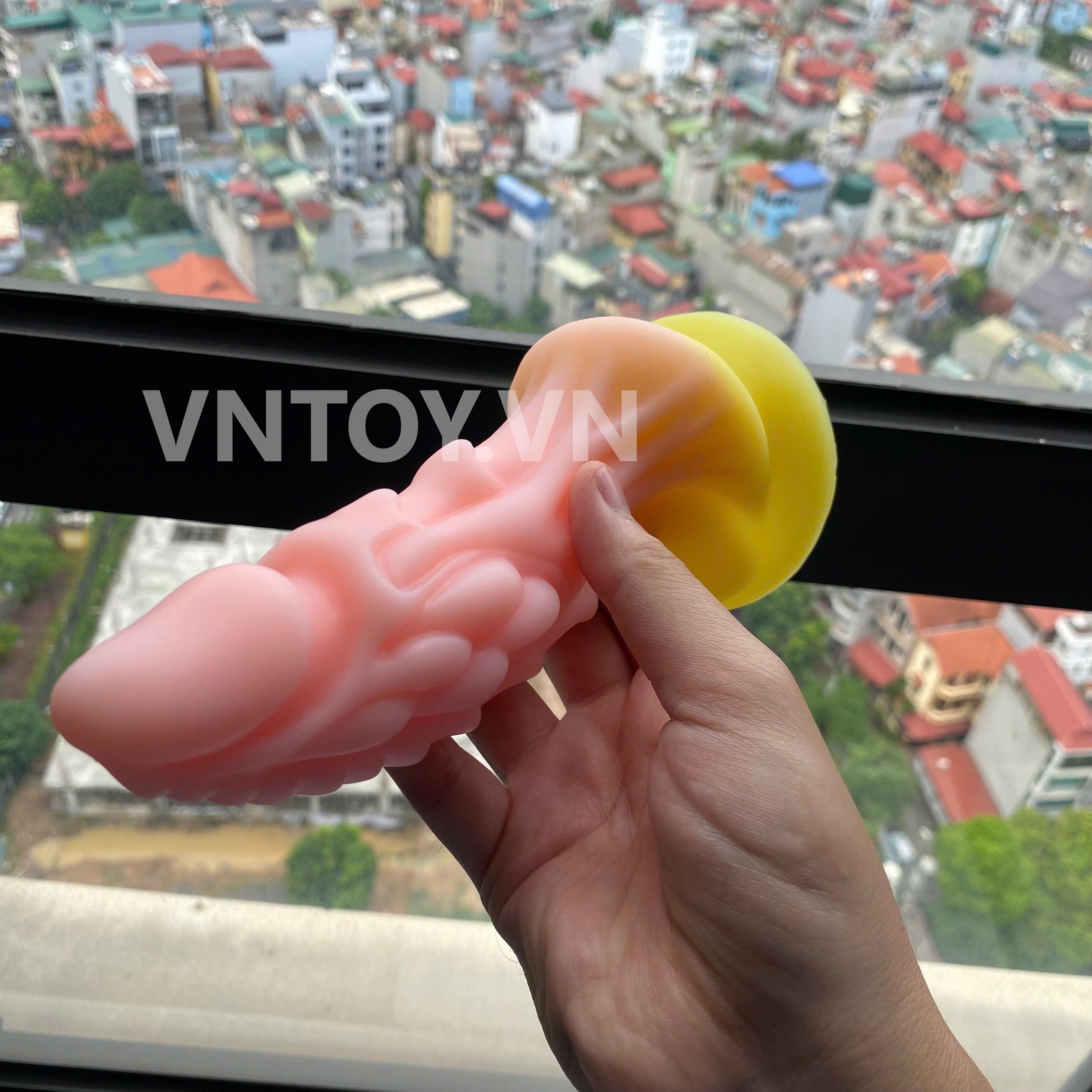 Dương vật giả fantasy silicon mềm mịn hình dáng sừng kỳ lân hoa bầu màu sắc sặc sỡ