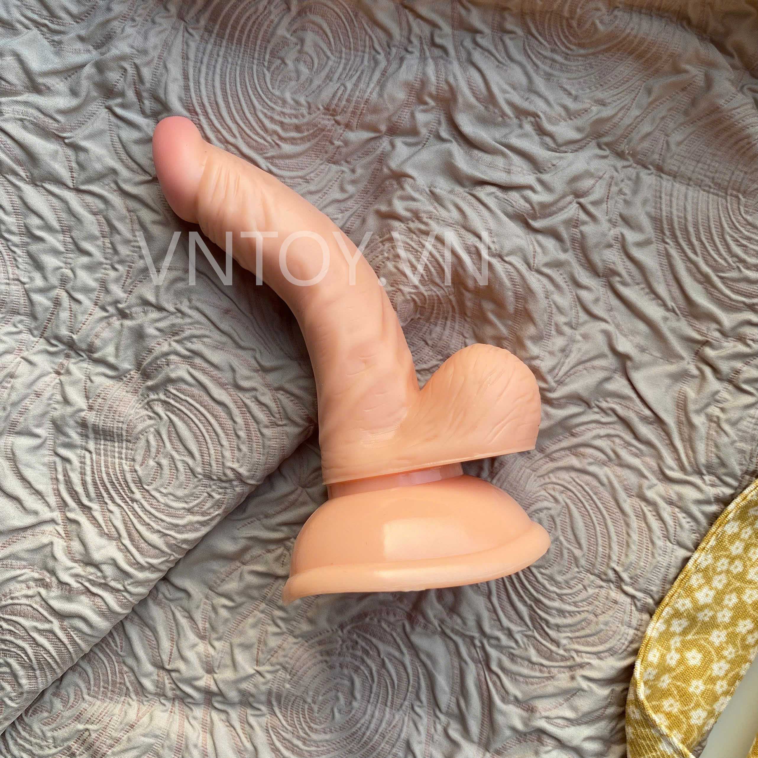 Dương vật giả gắn tường kiểu dáng cong nhỏ gọn trắng hồng