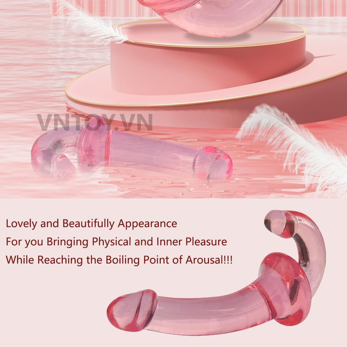 Dildo giả dương vật 2 đầu trong suốt dùng cho Les