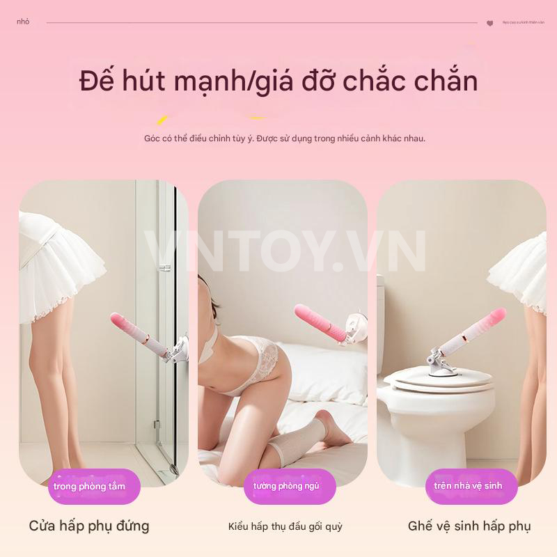 Dương vật giả tự động rung thụt điều khiển app điện thoại kèm chân đế gắn tường
