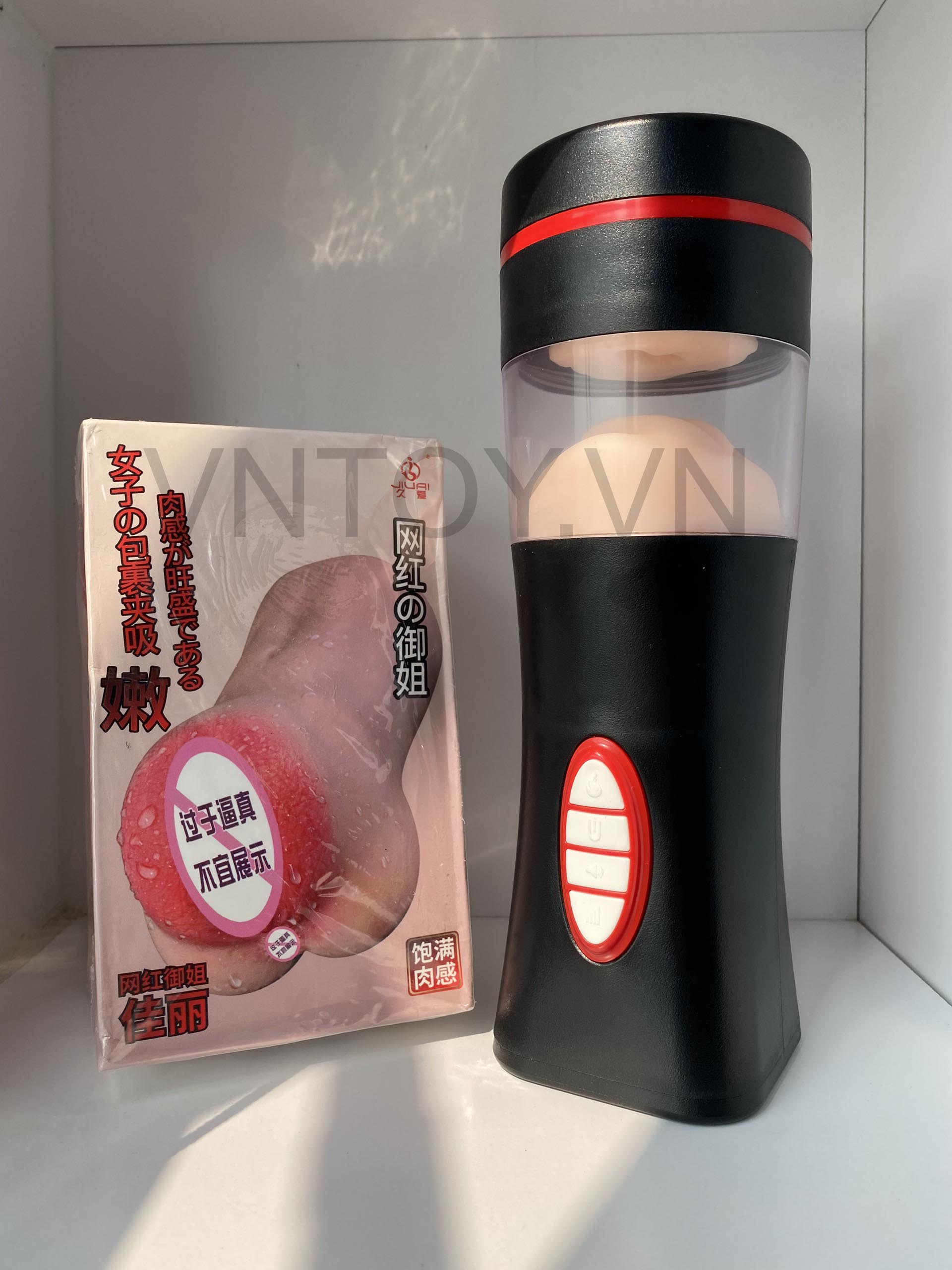 Cốc thủ dâm 2 ngăn lưỡi liếm rên la tỏa nhiệt tự động