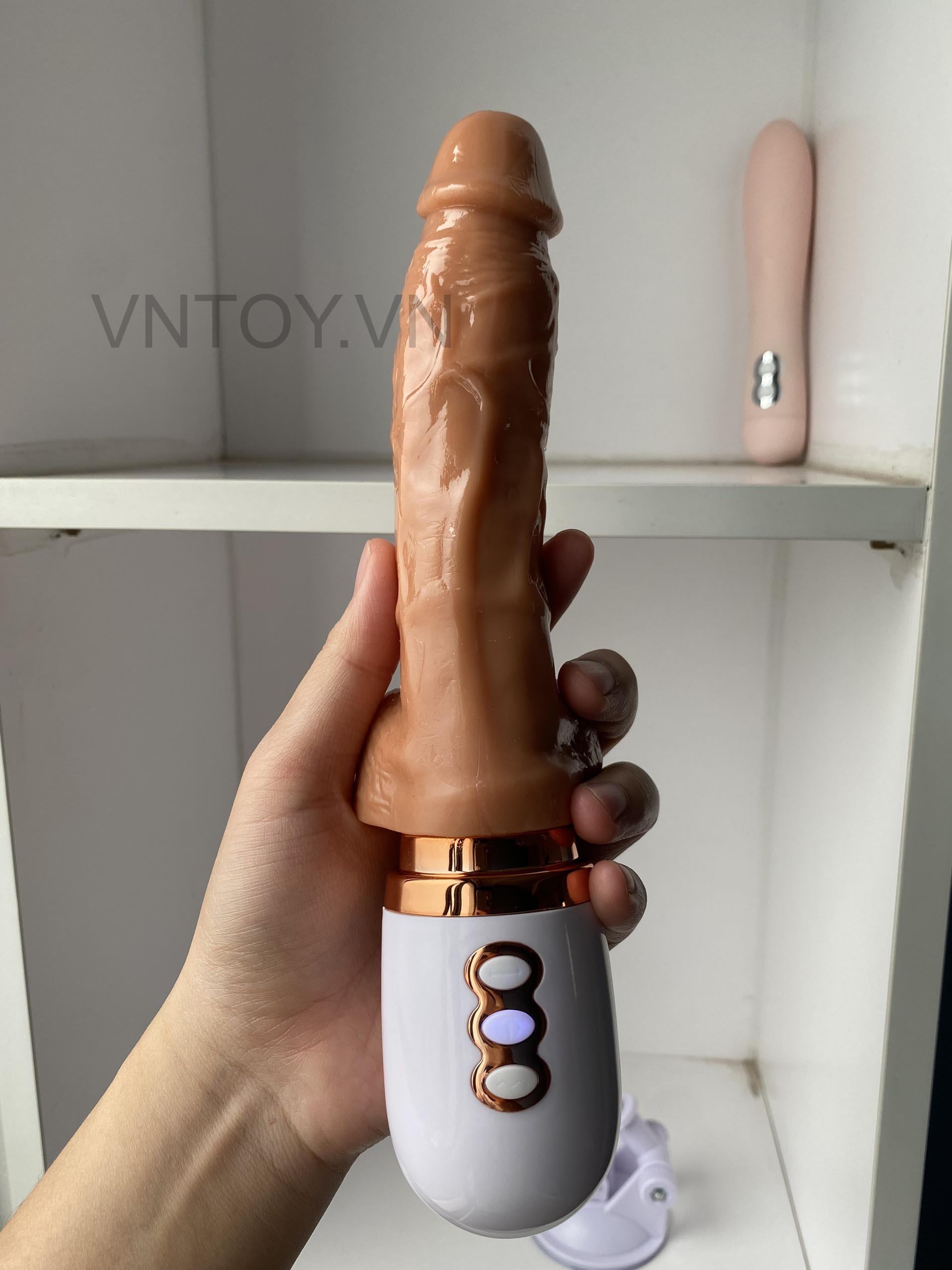 Dương vật giả có chân đế gắn tường tự động rung ngoáy thụt