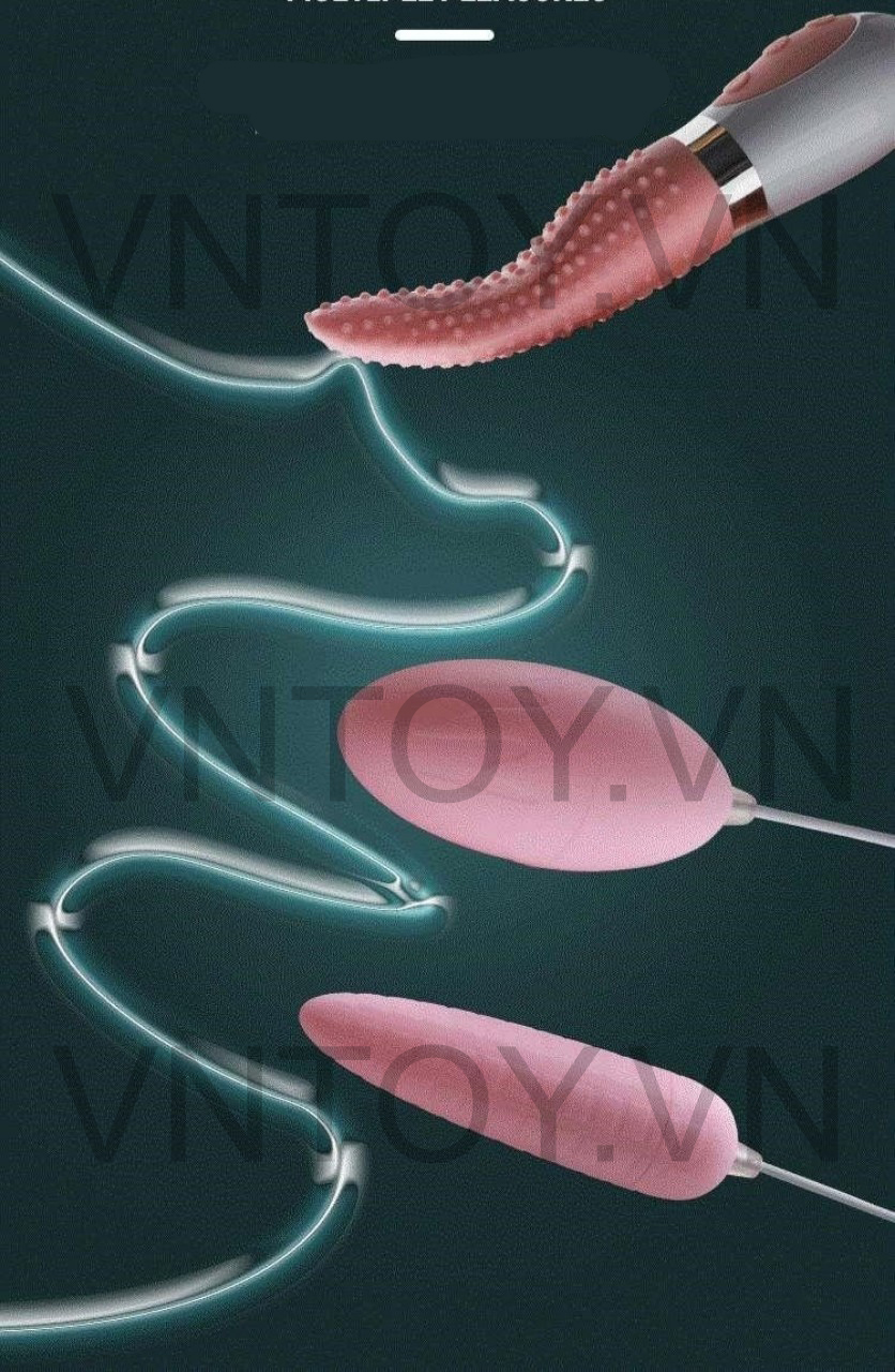 Lưỡi liếm gai kèm trứng rung 2 đầu Silicon sạc pin