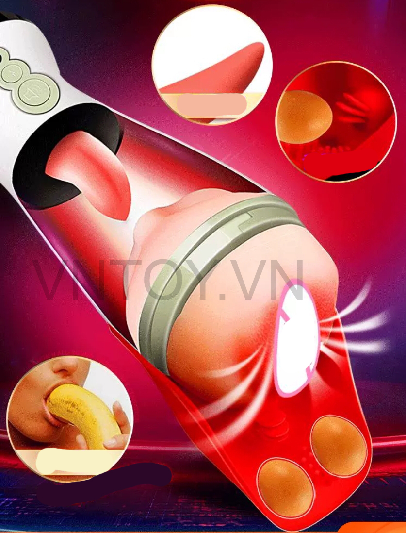 Cốc thủ dâm gắn tường tự động liếm dương vật rên la