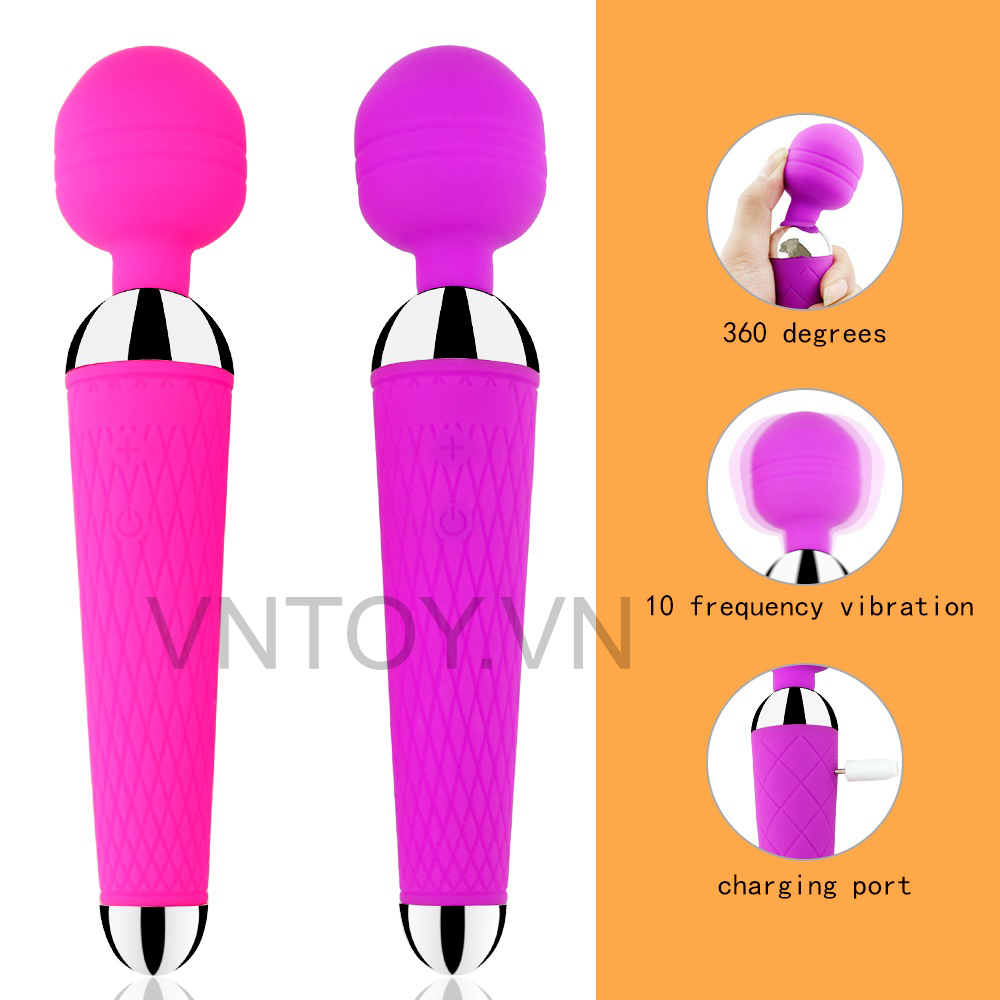 Chày rung không dây Silicon đầu xoay 360 độ sạc pin