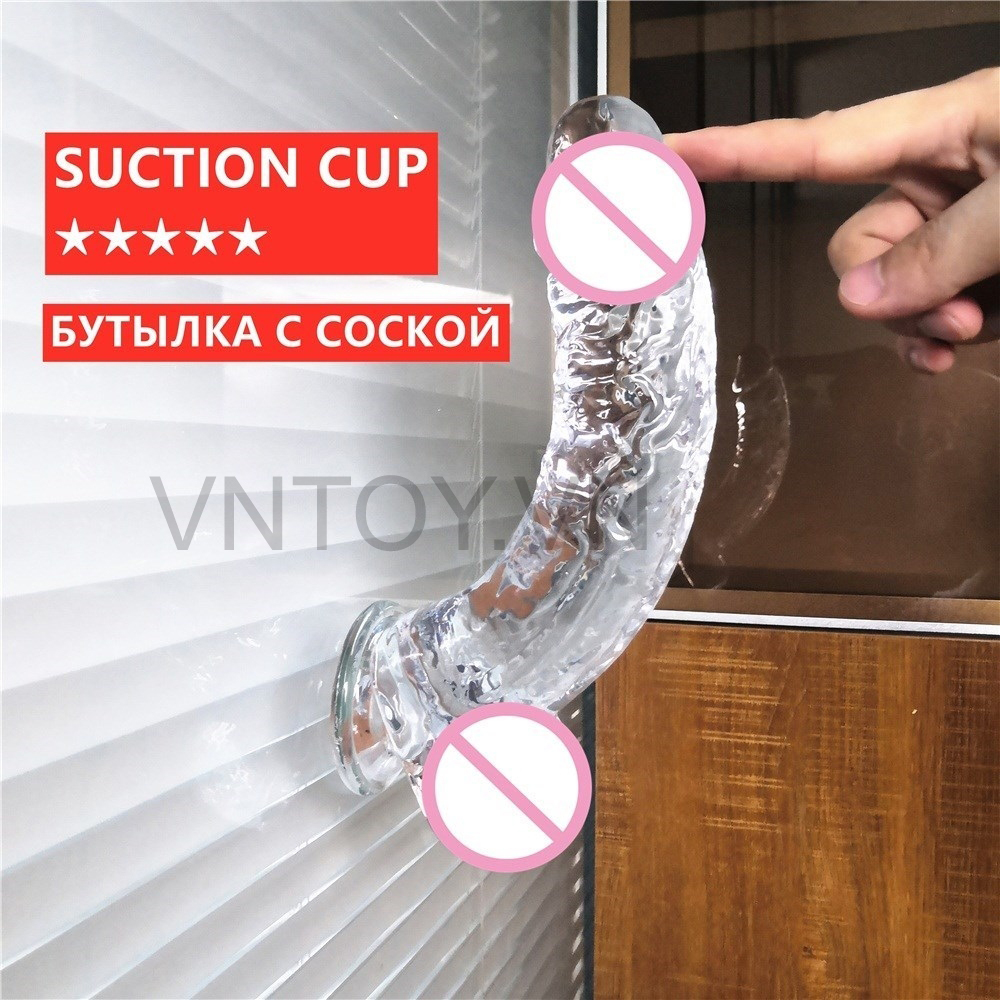 Dương vật giả trong suốt gắn tường uốn nắn