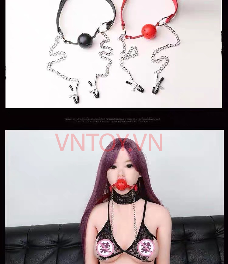 Đồ chơi BDSM Kẹp ti bịt miệng bạo dâm