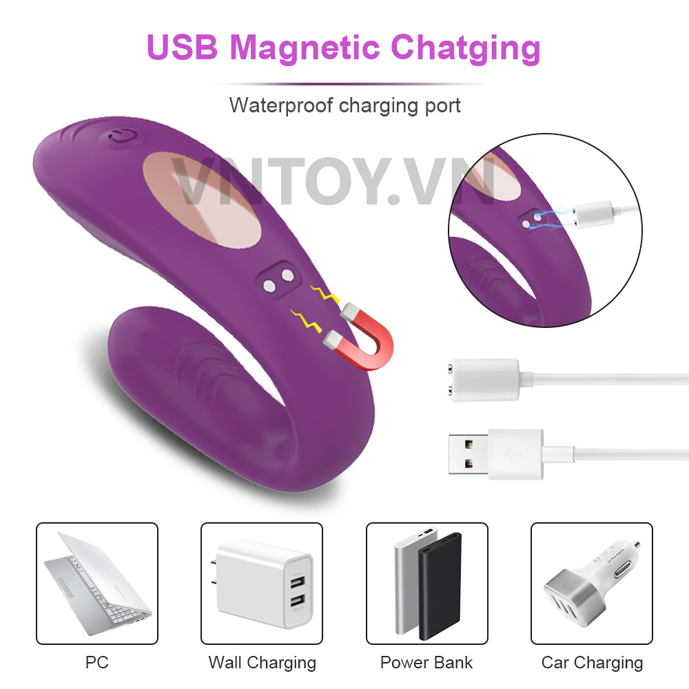 Máy rung âm đạo hình chữ U điều khiển từ xa kích thích 2 điểm