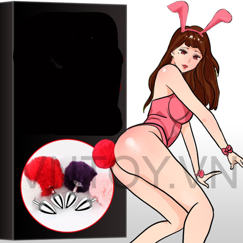 Đuôi thỏ gắn hậu môn phích cắm Inox