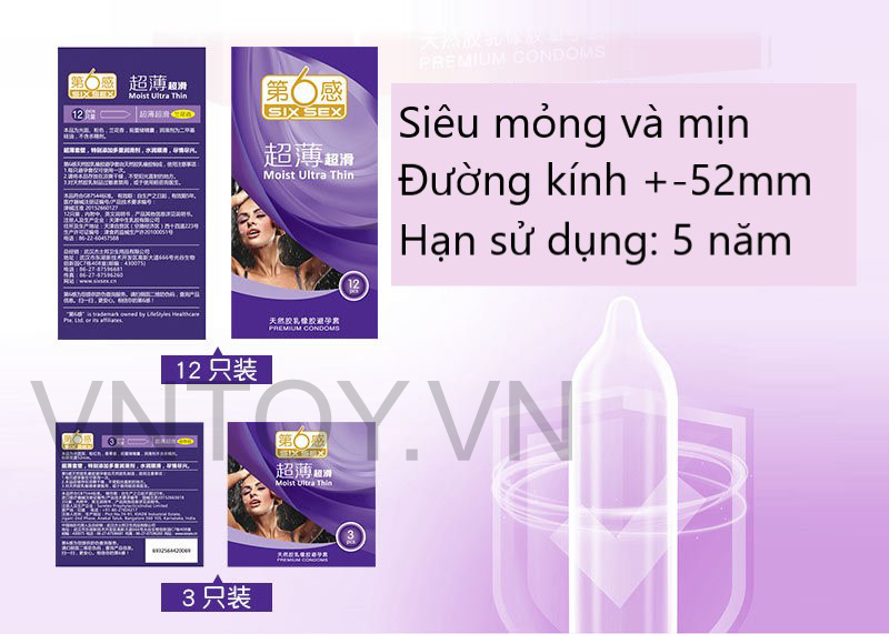 Bao cao su Six Sex chính hãng siêu mỏng băng hỏa gân gai