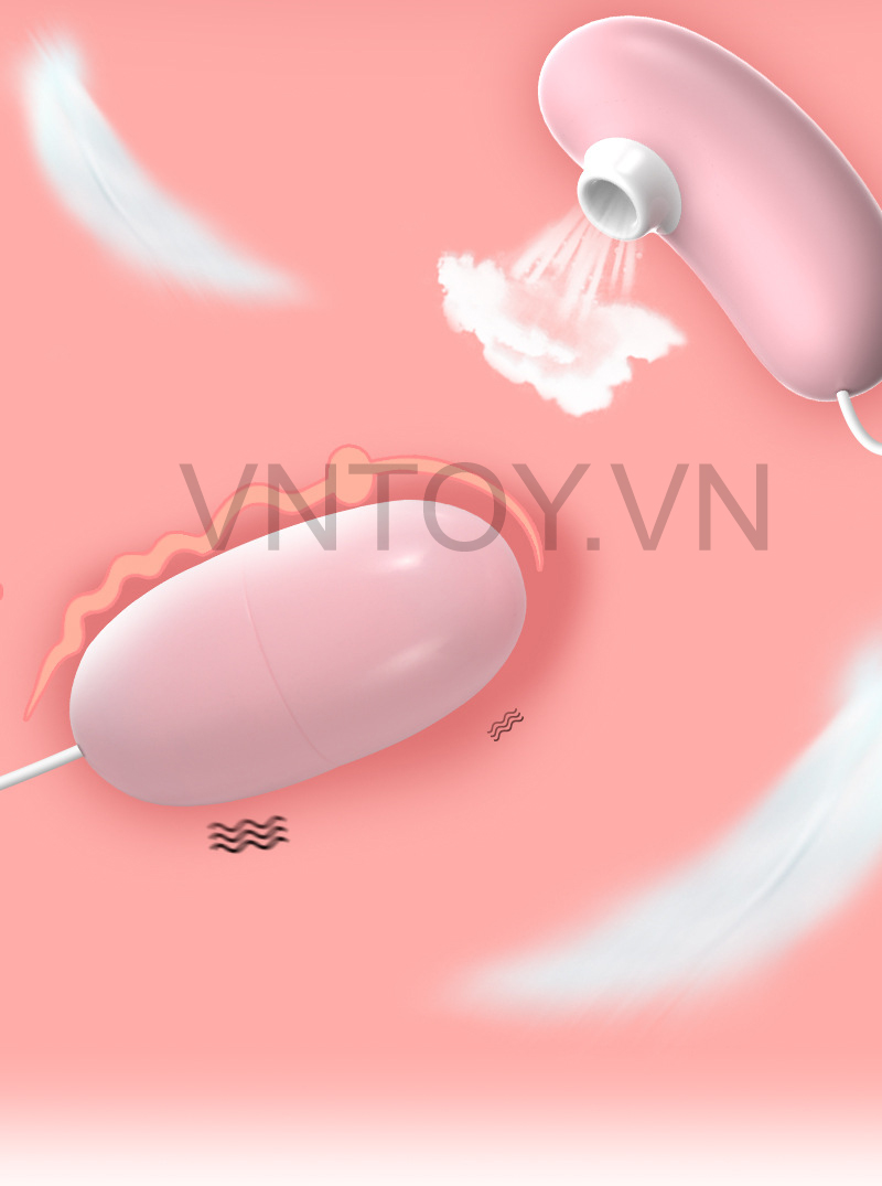 Trứng rung 2 đầu hút bú liếm âm đạo cắm USB kích thích điểm G