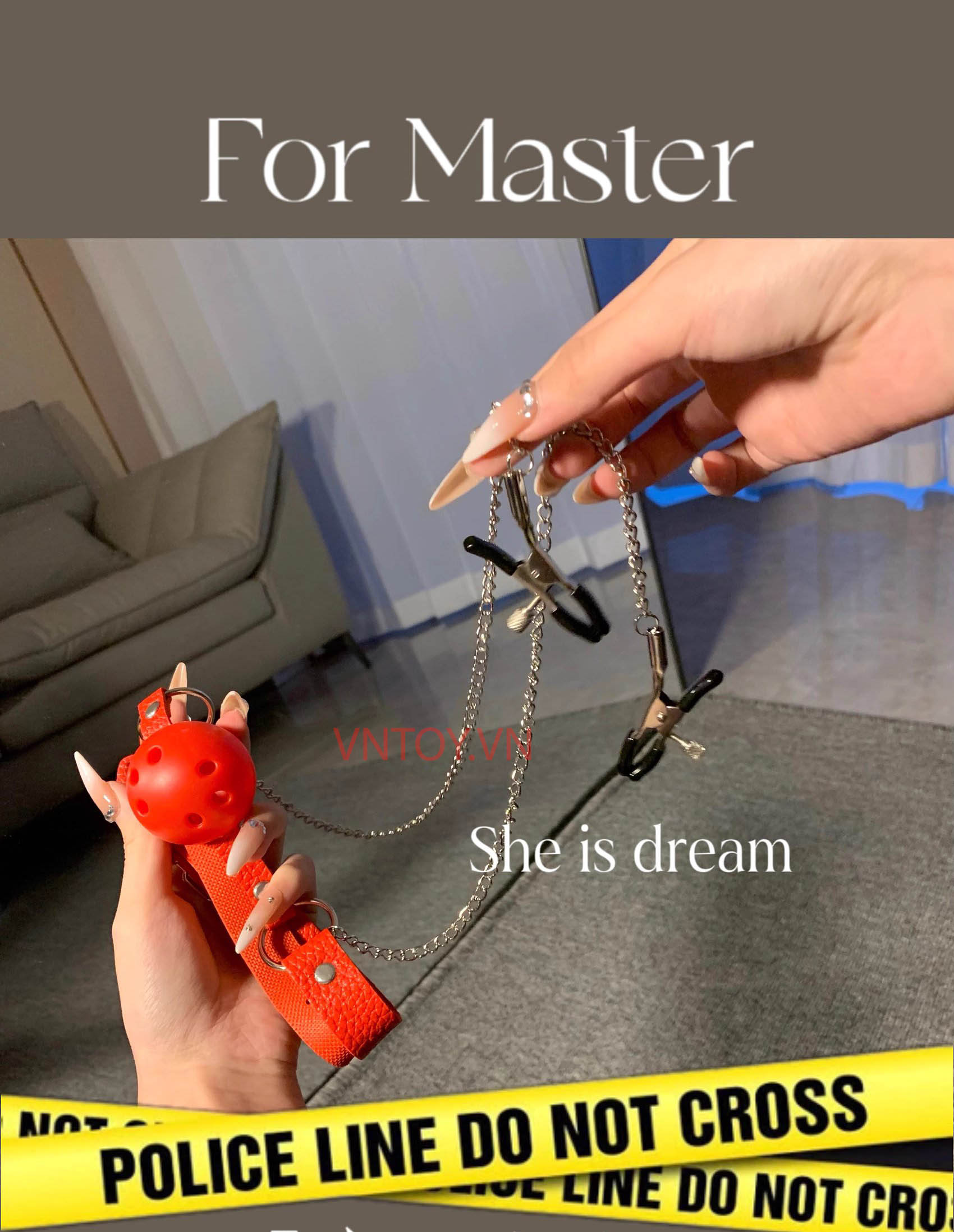 Đồ chơi BDSM Kẹp ti bịt miệng bạo dâm