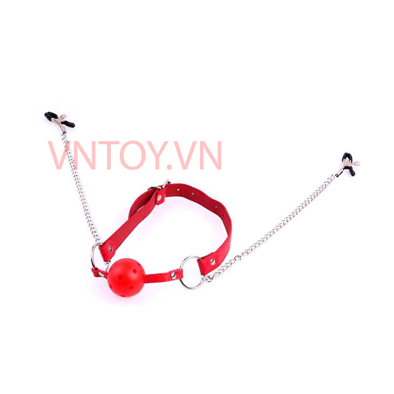 Đồ chơi BDSM Kẹp ti bịt miệng bạo dâm